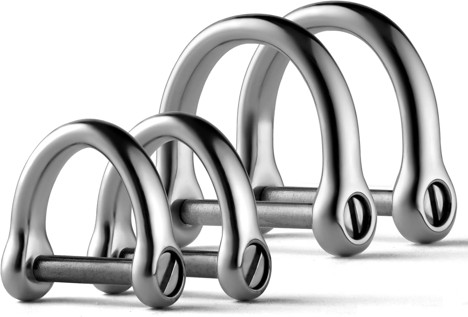 2 Pieces Key Rings Car Key Fob Holder, Stainless Steel D-Shaped Key Chain Ring with Screw Shackle,Car Keychain for Men