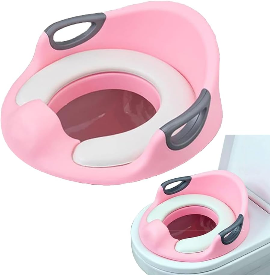 Potty Training Seat for Boys & Girls Kids Toddlers Toilet Training Seat with Detachable Soft Cushion, Sturdy Handle, Backrest, anti Slip Material (Pink) image number 5