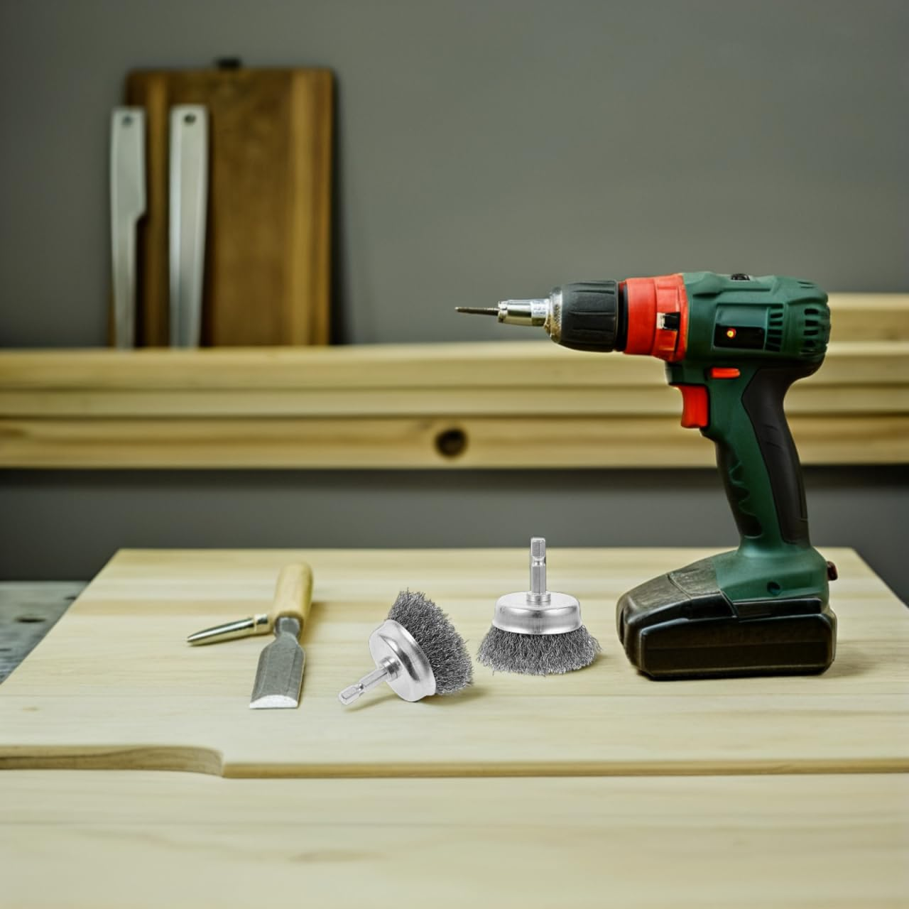 Angoily 2Pcs Hexagonal Handle Steel Wire Brush Set for Electric Drill Rust Removal and Multi-Material Cleaning Including Wood and Dishware Polishing image number 4