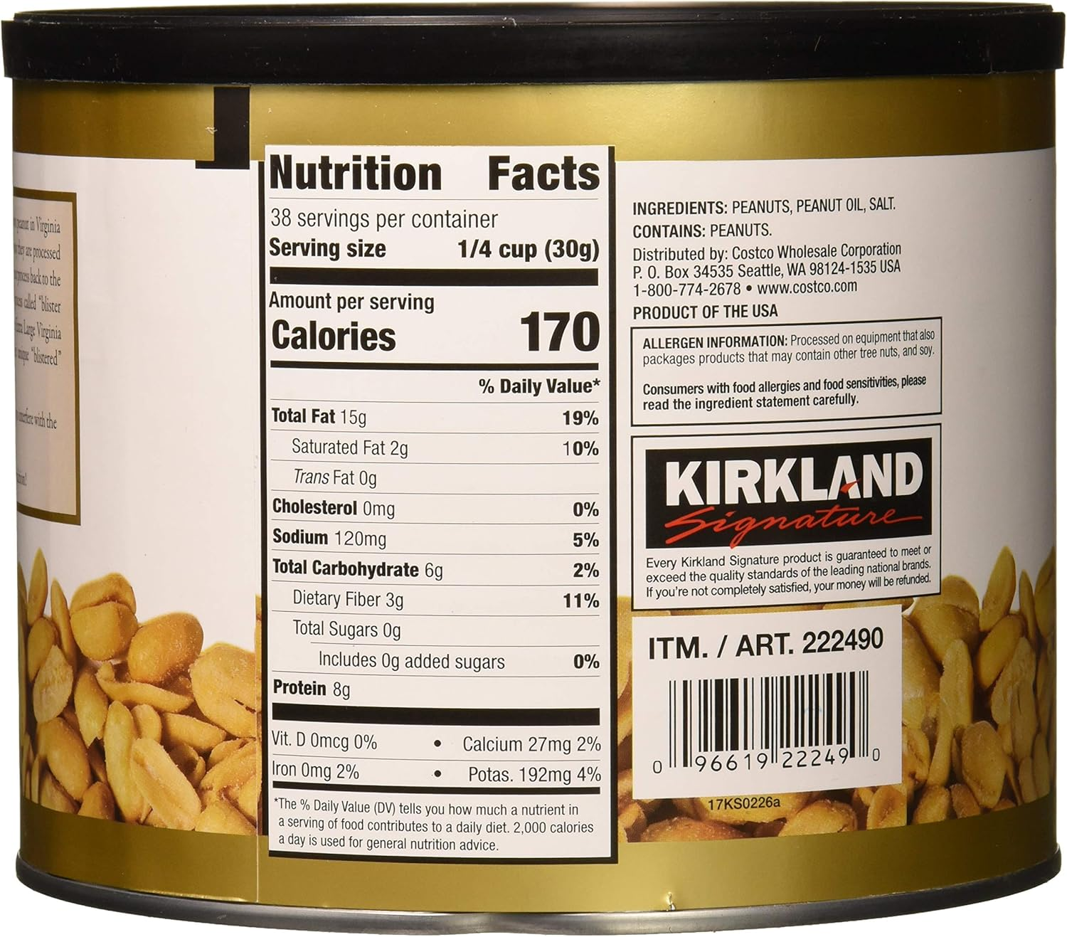 Kirkland Signature Nuts, Super XL VA Peanuts, 40 Ounce (Pack of 2)