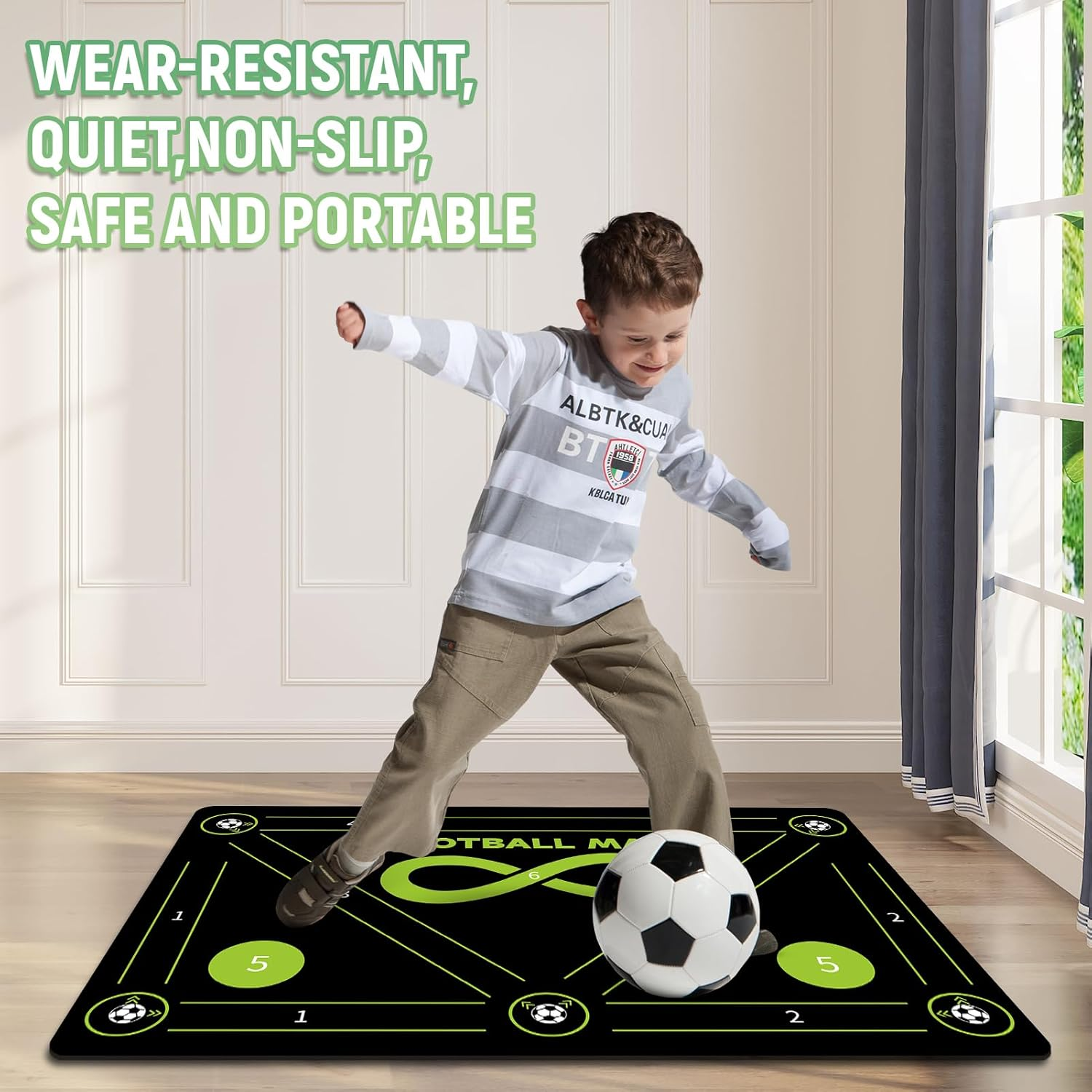 Soccer Training Mat, Soccer Footwork Training Equipment Mat for All Ages Improve Speed and Coordination, Anti-Slip Silent, Video and Dynamic Manuals Included, Football Footstep Training Mat for Kids image number 3