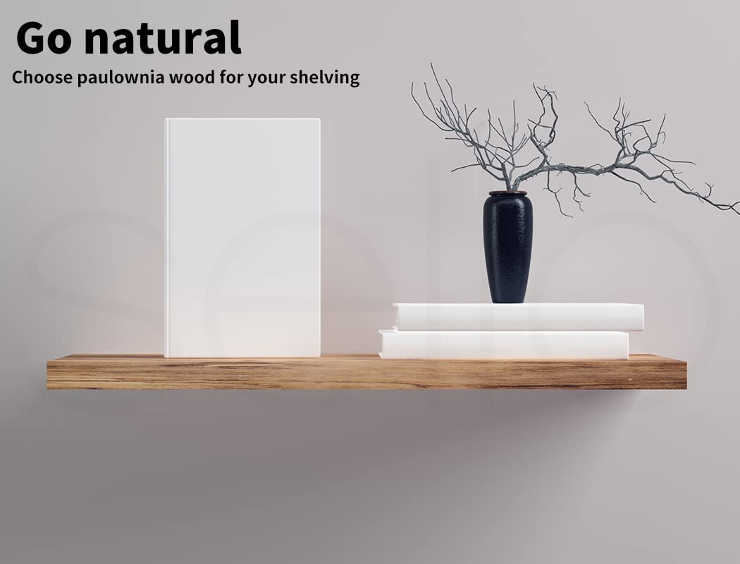 LEVEDE 2 Pcs Floating Shelves Wall Mounted Storage Solid Wood Display Shelf, 2 Small Wall Shelves for Bedroom Living Room Bathroom Kitchen Decor(90X 15 X 3.8Cm)