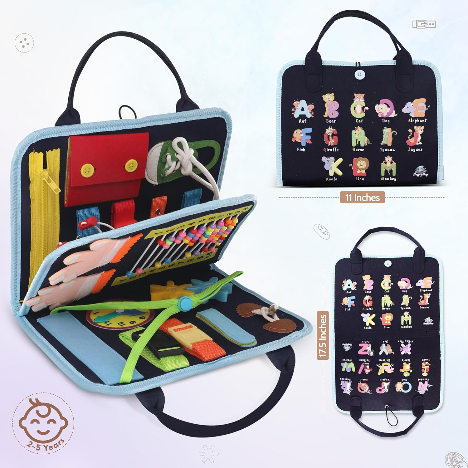 Montessori Busy Board Toys for Toddlers Ages 123456 Year Old Girls and Boys - Child Educational Preschool Sensory Book for Airplane and Car Travel image number 2