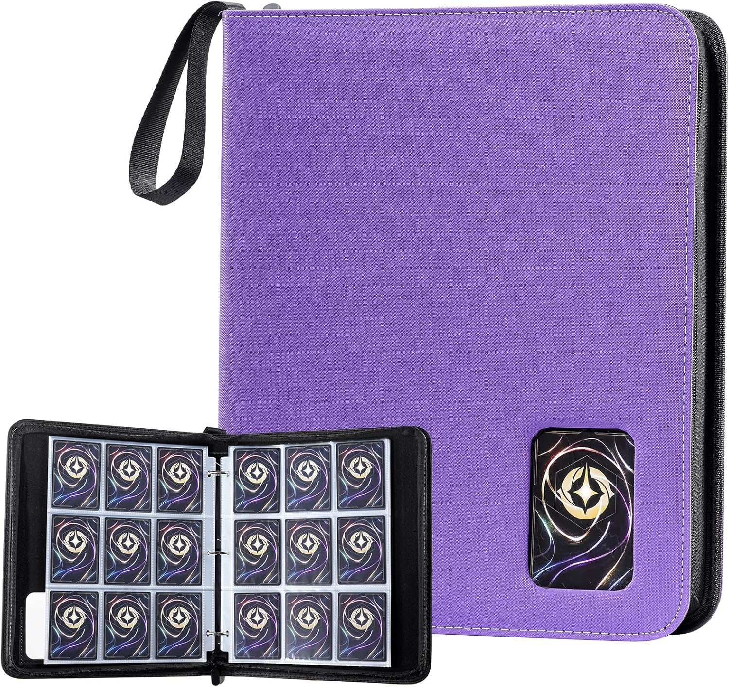 Procase 900 Pockets Card Binder with Clear Window for Trading Cards, 9 Double Sided Pockets Colletction Album Holder with Removable Sleeves for MTG, TCG, Sports, Football -Purple