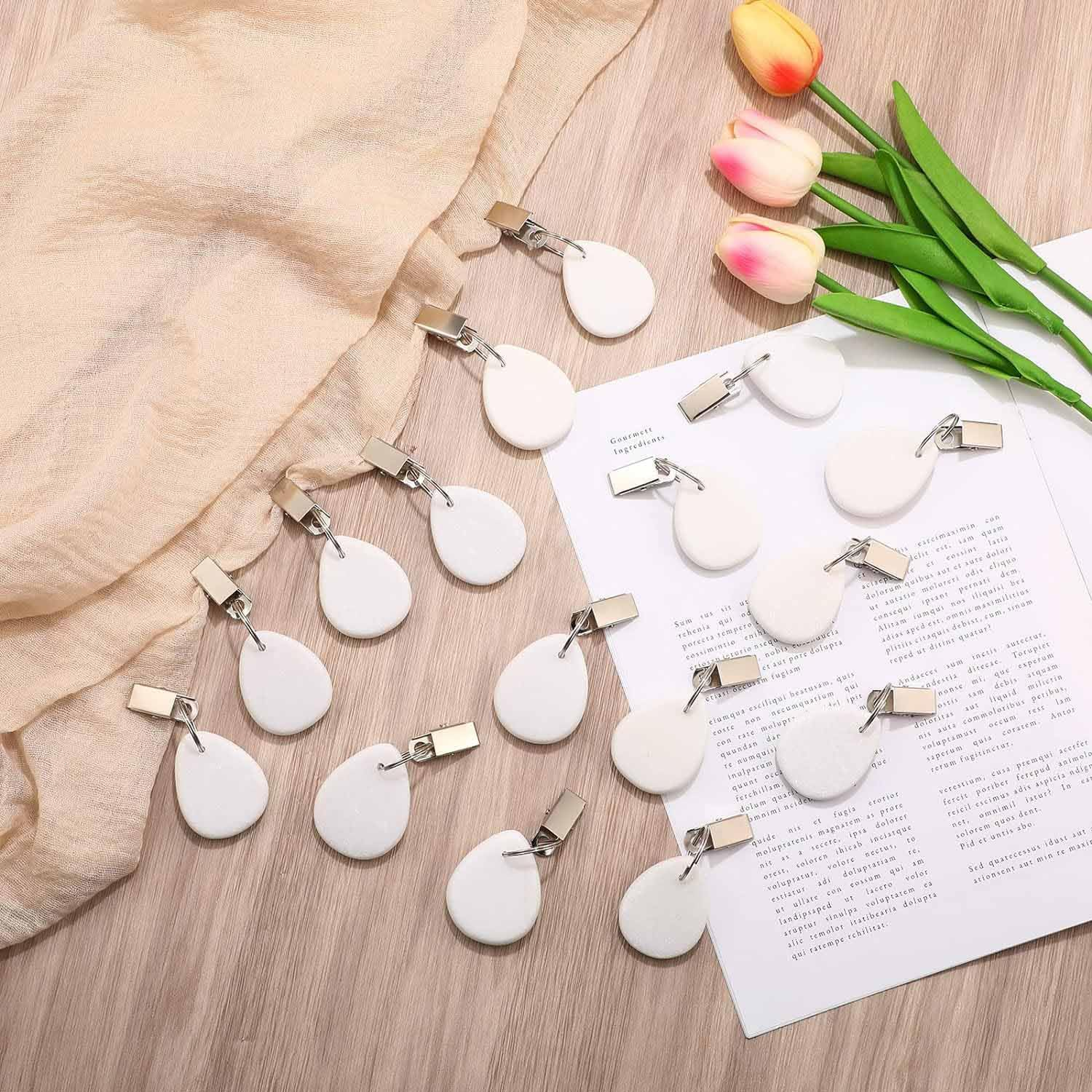 8 Pieces of Tablecloth Weights, Tablecloth Pendant, Outdoor Tablecloth Weights, Tear Drop Marble Tablecover Weights, Stone Table Scale, Family Dining Table Decoration, Metal Clotheslinger image number 1