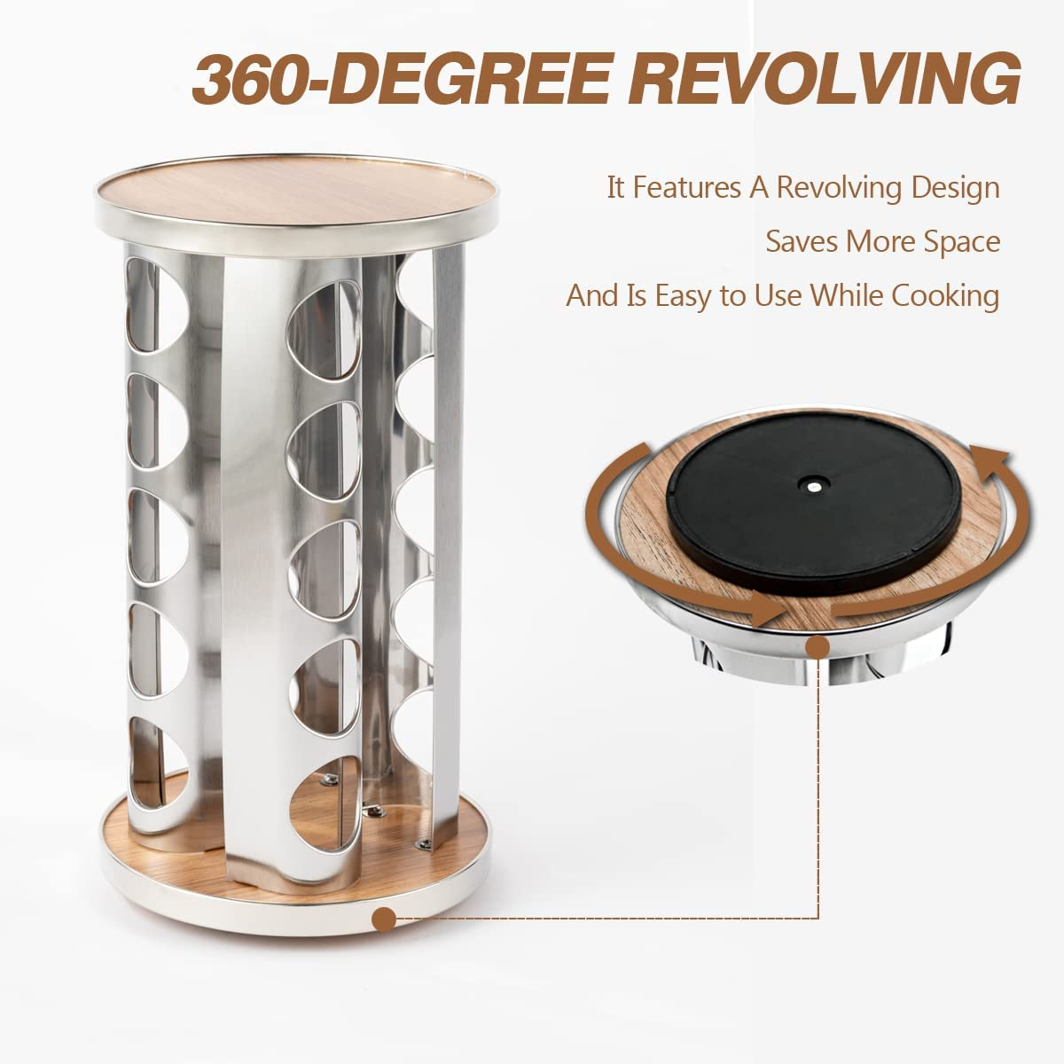 Rotating Spice Rack Organizer with Jars(20Pcs), Revolving Spice Carousel Seasoning Organizer for Cabinet, Kitchen Spice Racks for Countertop, Revolving Farmhouse Spice Organizer image number 5