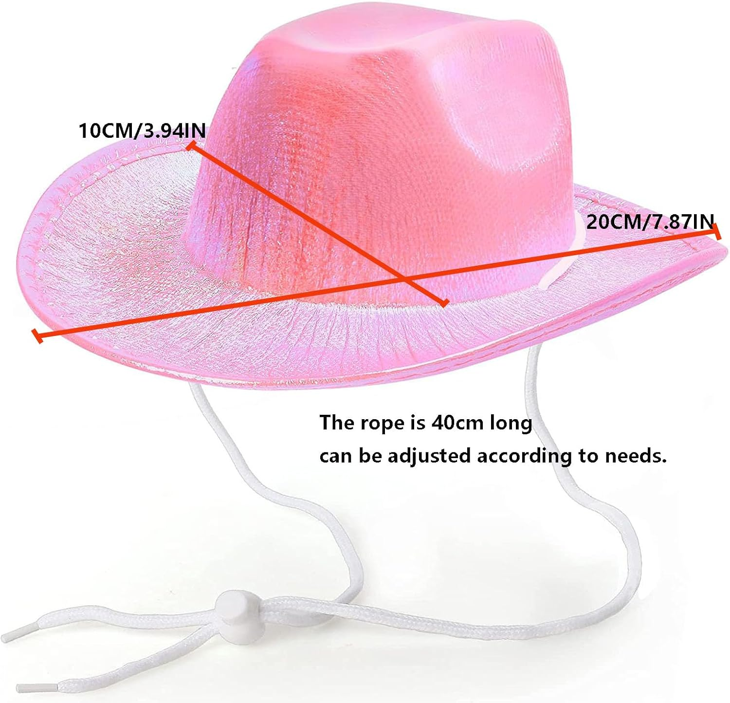 Dog Cowboy Hat Dog Catcostume Bandana West Cowboy Accessories for Pet Metallic Space Shiny Cowboy Hats (Pink) image number 6