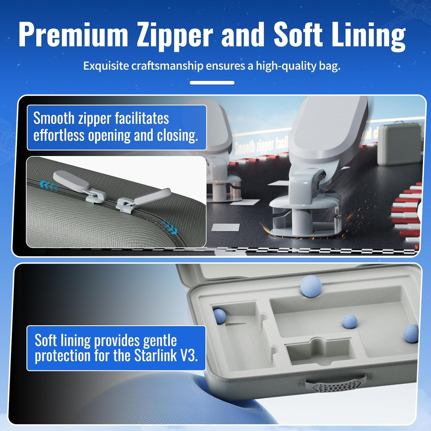 Case for Starlink Gen 3, DUXICEPIN Travel Case for Starlink, Shock and Stress-Proof Bag for Starlink RV, Bag for Starlink Gen 3 Antenna with Water and Dust-Resistant Fabric image number 2