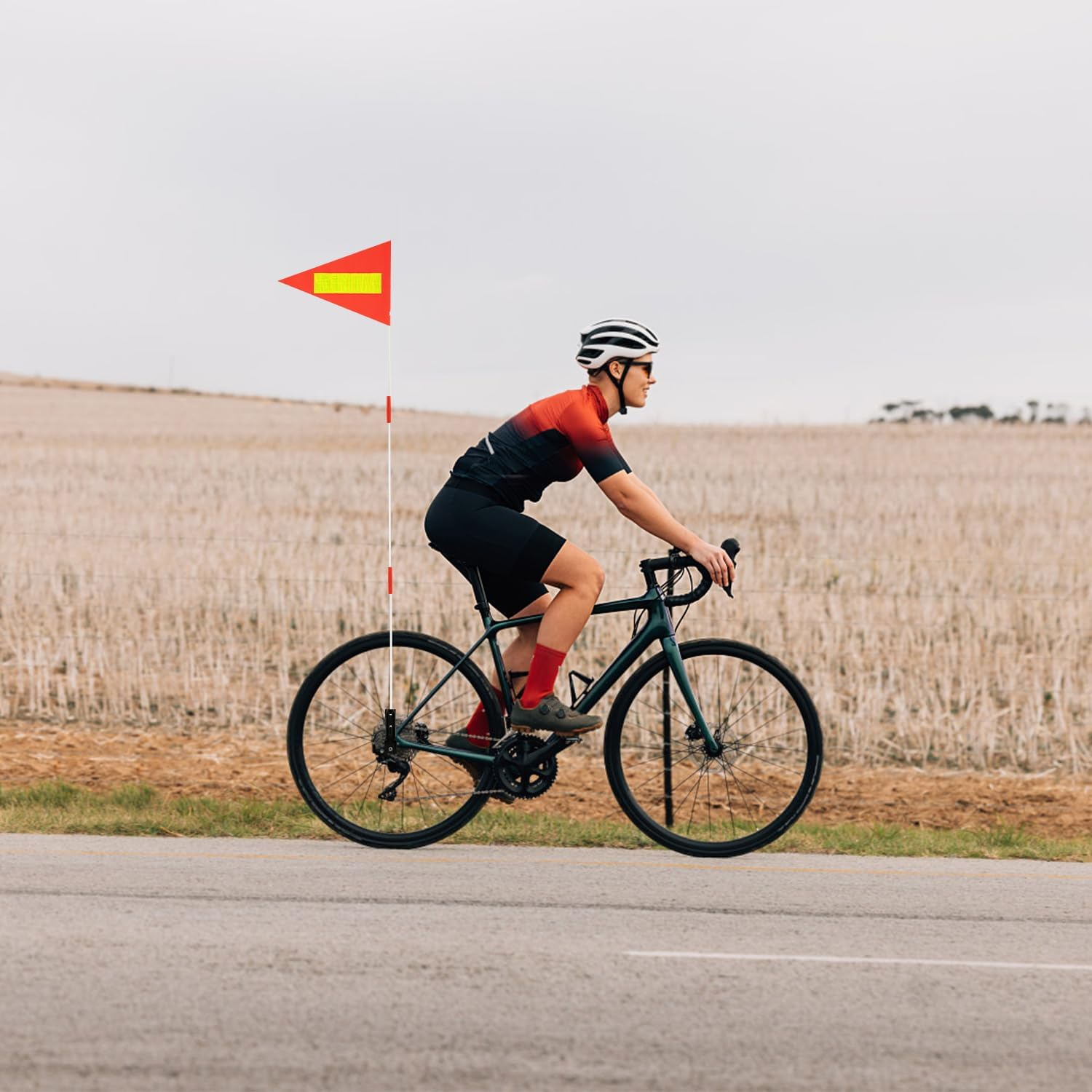 2Pcs Bike Safety Flag, Adjustable Height Bicycle Flag Reflective Atv Safety Flag with Fiberglass Pole Waterproof Bike Flag Orange Flag Bicycle Accessories for Adult and Children'S Bicycles