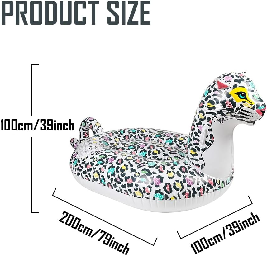 Giant Inflatable Leopard Pool Float with Fast Valves Summer Beach Swimming Pool Floatie Lounge Floating Raft Party Decorations Toys for Adults Kids
