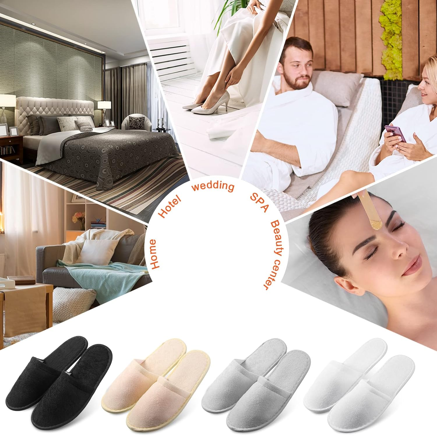 24 Pairs Non Slip Disposable Slippers, Closed Toe for Family Spa Guests Hotels Home Party, Housewarming image number 4