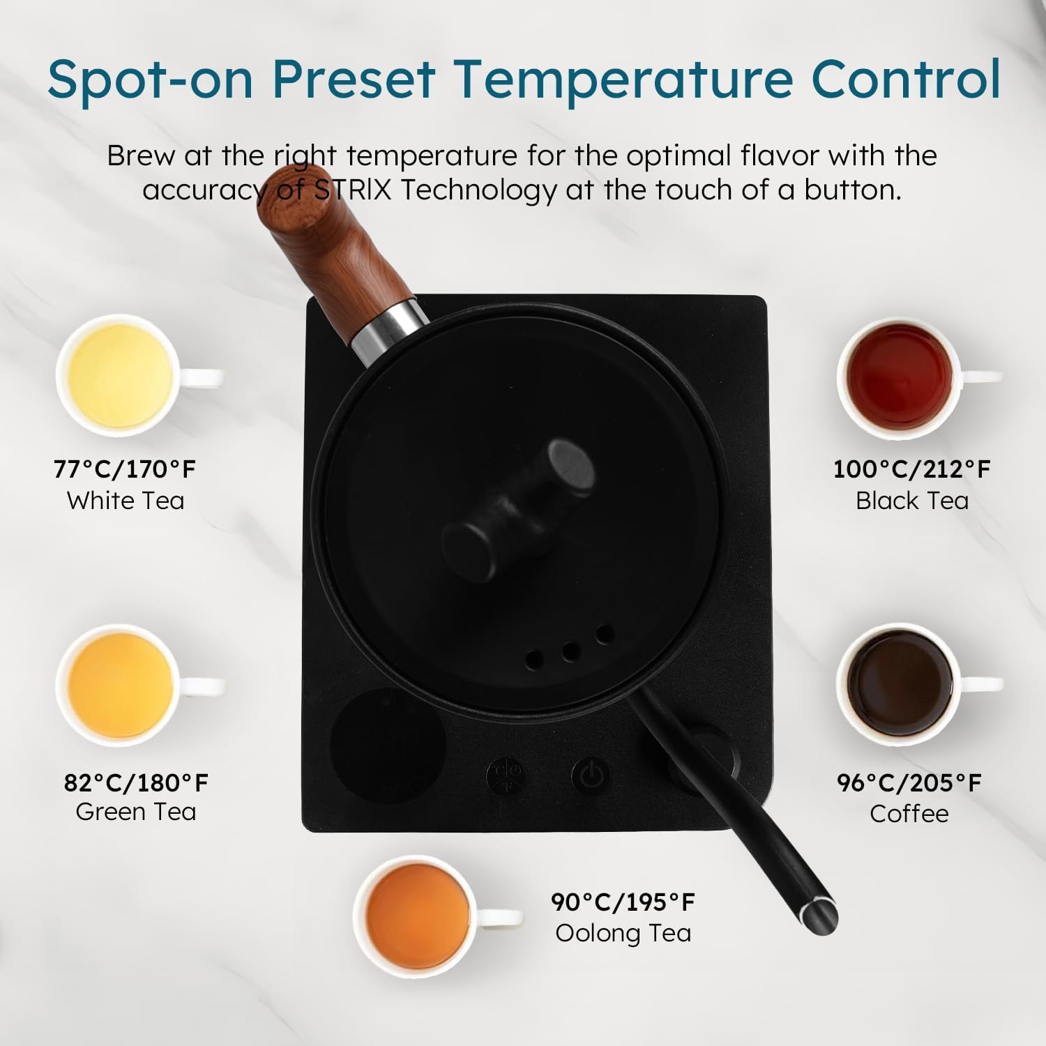 Electric Gooseneck Kettle 0.9L with LCD Display, Real-Time Temp Control Smart Professional Coffee Milk & Tea Pot, Switchable &deg;C/&deg;F, 304 Stainless Steel, 1200W Quick Heating (1.0, Liters) image number 6