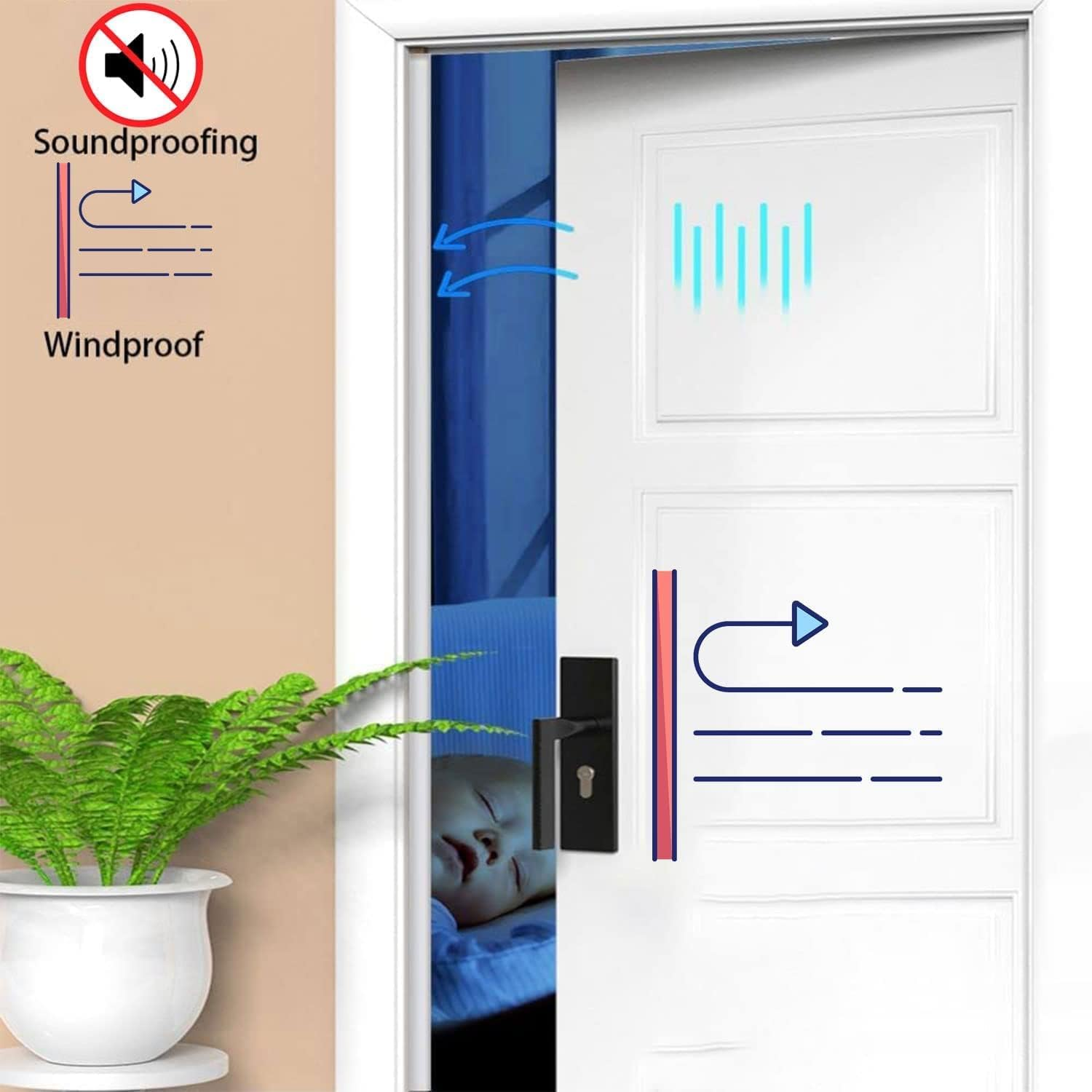 Black Rubber Weather Stripping Door Seal Strip, D Shape Door Rubber Weather Seal Strip, Selfadhesive Door Weatherstripping Soundproofing Door Sealing Strip for Windows (40 Feet, Black) image number 7