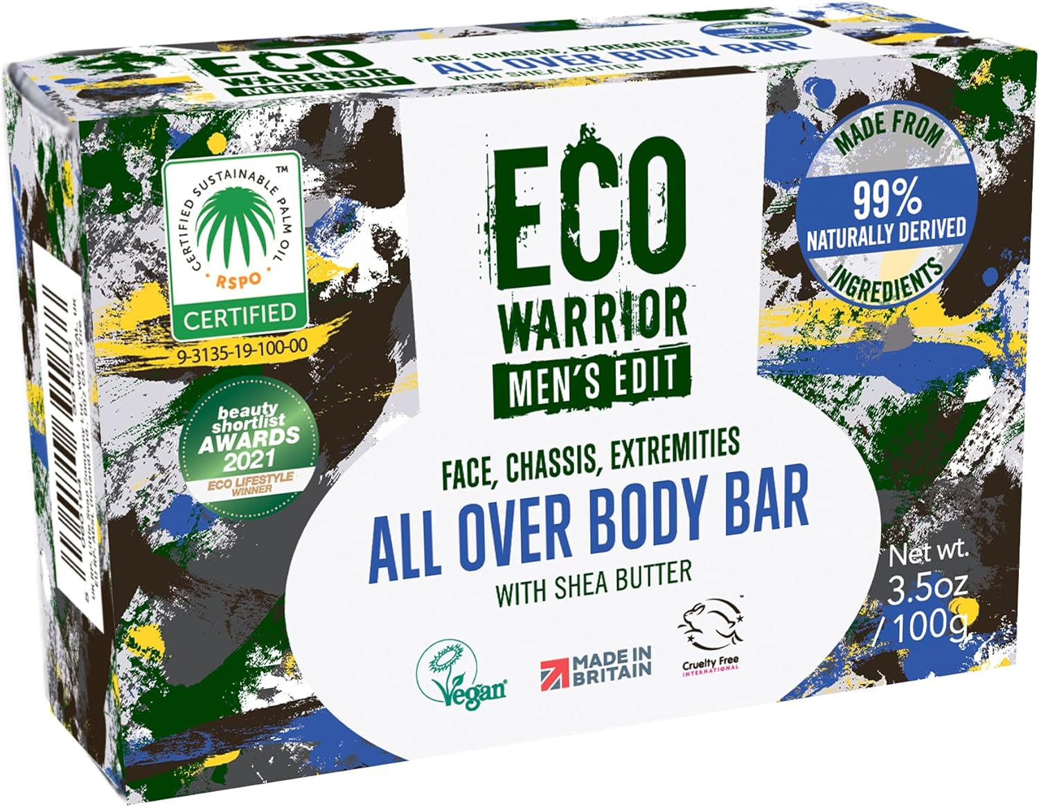 Eco Warrior Men&rsquo;S Edit All over Body Bar 100G, off White