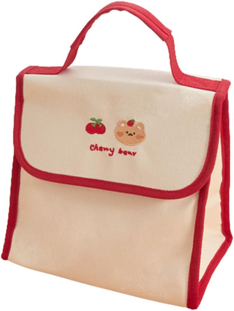 RICHTRUE Kawaii Lunch Bag for Girls Lunch Box Insulated Cute Lunch Bags for Women Insulated Lunch Box for Kids (Bear-Flip) image number 2