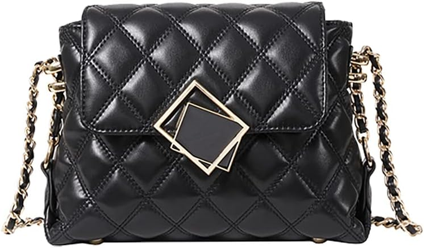 Leather Ladies Shoulder Bag, Leather Large Capacity Mobile Phone Bag, Fashion Messenger Bag Chain Bag, Black, 23*7.5*18Cm image number 4