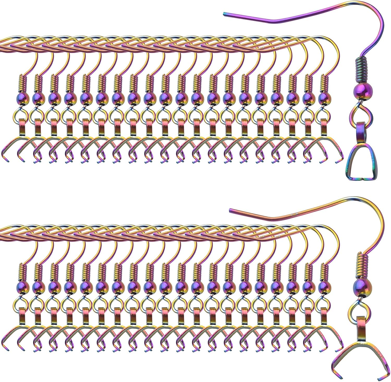 Hypoallergenic Earring Hooks,50Pcs Stainless Steel French Earring Hooks Wire Ear Ball Hooks with Pendant Clasp for Jewelry Earring Making Crafts Diy,Silver