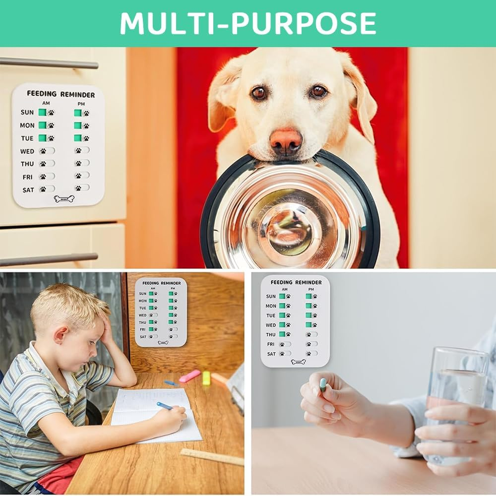 Dog Feeding Reminder Board &ndash; Magnetic AM/PM Daily Tracker for Pet Food & Medication, Prevents Overfeeding, Fridge Sticker with Double-Sided Tape for Dogs and Cats (White) image number 5