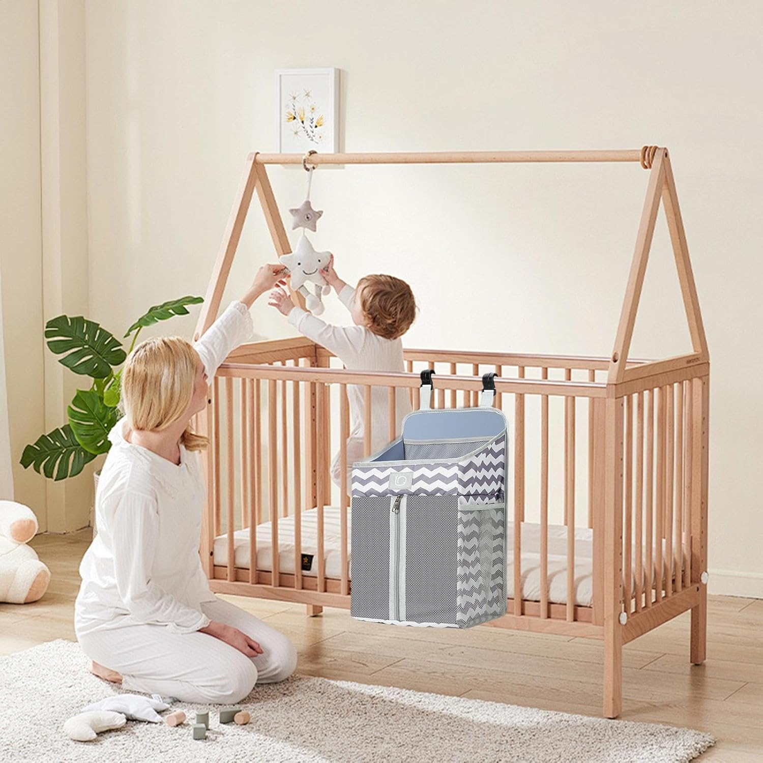 Hanging Nappy Stand - Nappy Stacker for Hanging Babies, Hanging the Nappy Caddy Organiser for the Changing Table | Nursery Organiser for Cribs, Hanging Nappy Organiser for Baby image number 3