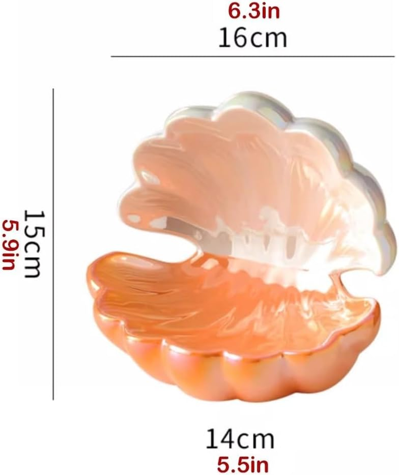 Jewelry Dish Tray Creative Shell Sculpture Statue Decorative Key Tray Ceramic Coffee Table Decor Phone Necklace Earrings Storage Tray Home Decoration Porch Ornaments(C) image number 2
