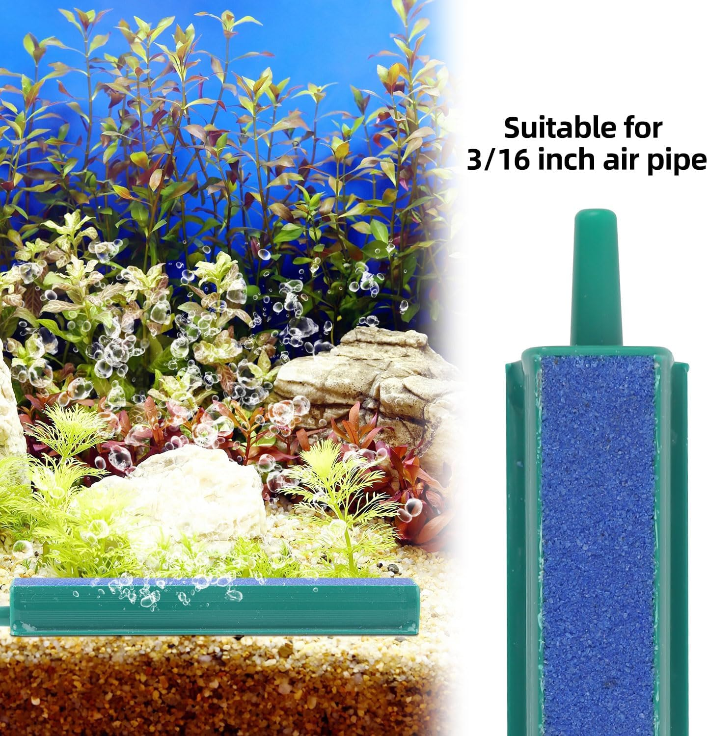 Gosknor 4Pcs Aquarium Air Stone Bar Bubbler, 4In Sand Bubble Stone with Plastic Base for Aquarium Fish Tank Diffuser Ideal Air Pump Accessories for Fish Tank Bucket Hydroponic System image number 4