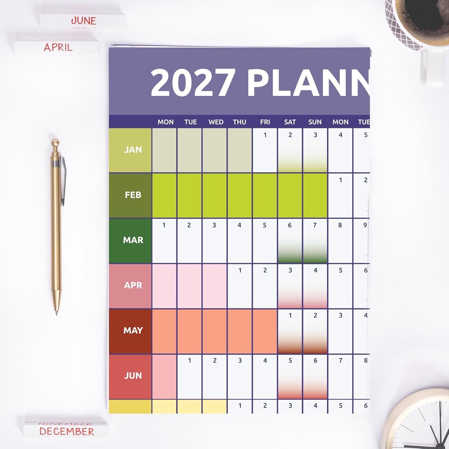 Evelay 2025 Wall Planner Calendar A2 Size (59.4Cm X 42Cm) Full Year to View Calendar for Home Office Work School (Rainbow) image number 4