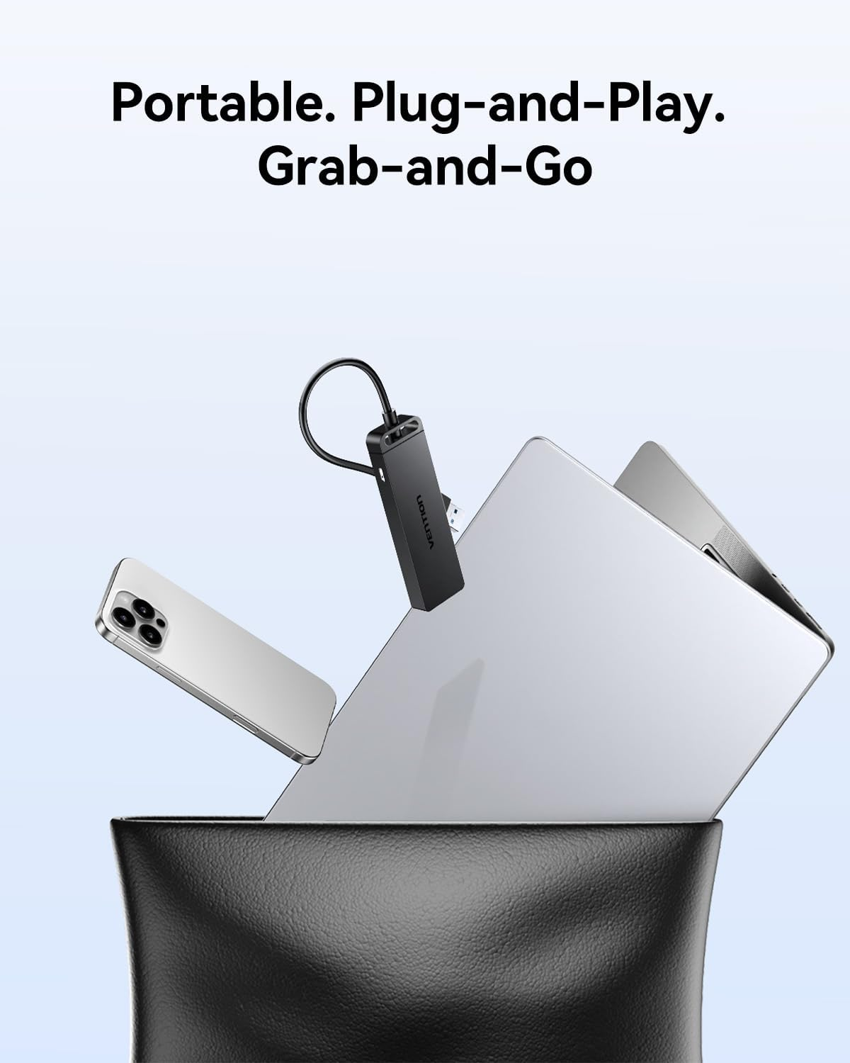 USB Hub，Vention 4-Port USB 3.0 Hub Ultra-Slim Data USB Splitter [Charging Supported] Compatible for Macbook, Laptop, Surface Pro, PC, Flash Drive, Mobile HDD (0.5FT/0.15M) image number 5