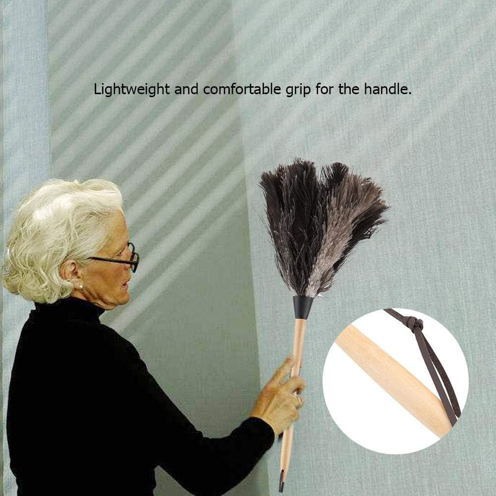 Duster, Handmade Washable Non-Electrostatic Ostrich Feather Wooden Handle Duster with Hanging Rope, Perfect for Cleaning TV, Book Shelf, Car