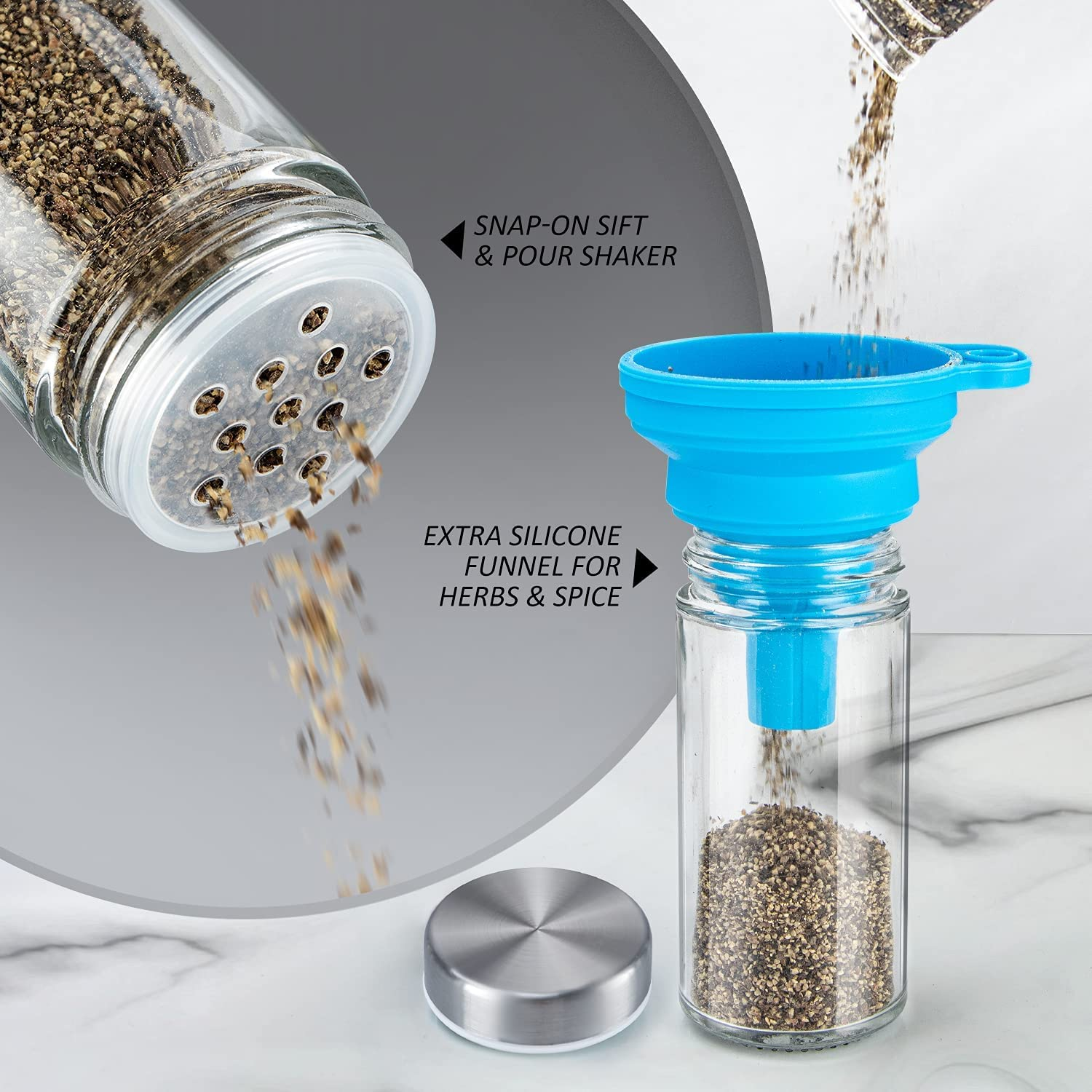 Rotating Spice Rack Organizer with Jars(20Pcs), Revolving Spice Carousel Seasoning Organizer for Cabinet, Kitchen Spice Racks for Countertop, Revolving Farmhouse Spice Organizer image number 4