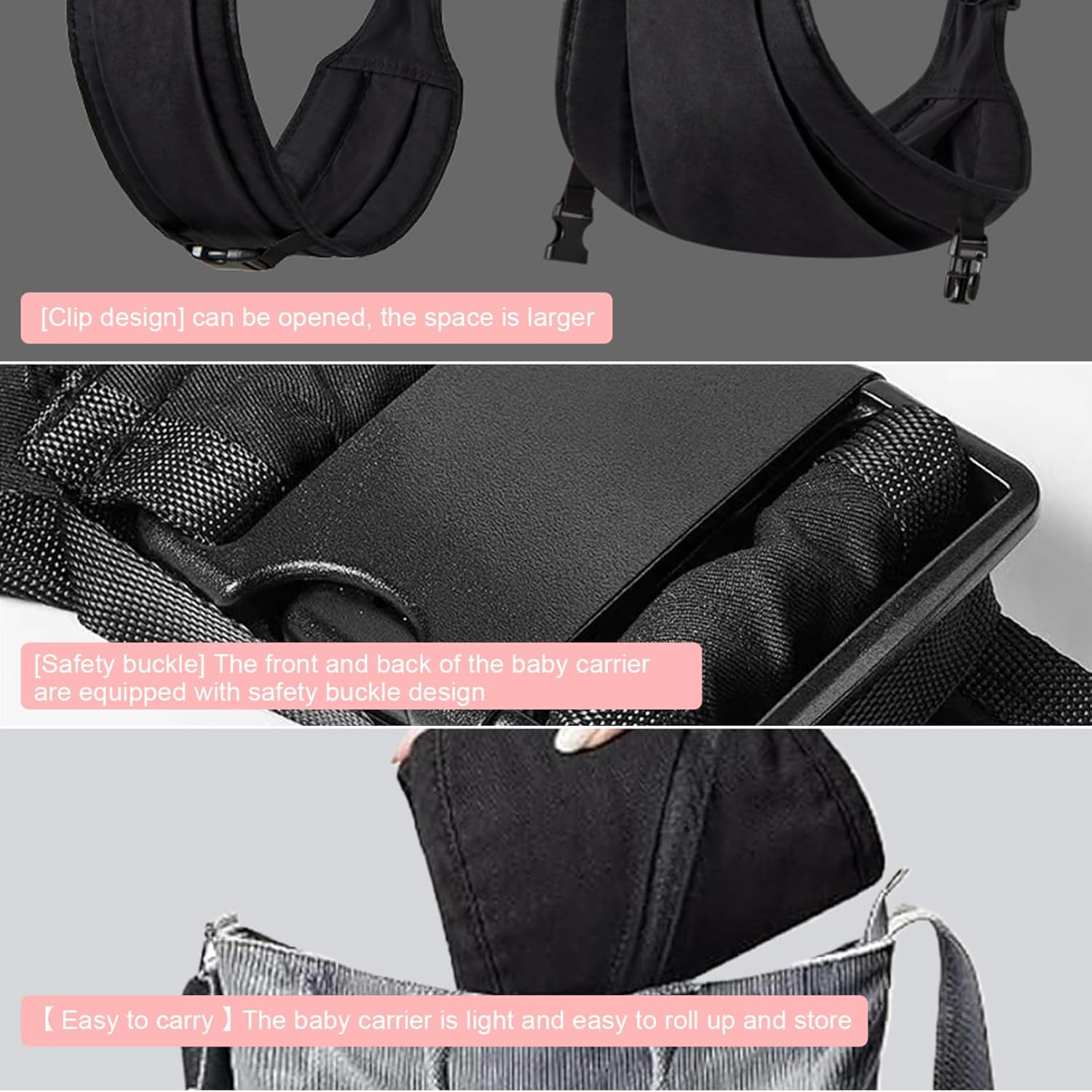 Baby Sling Carrier - Toddler Sling, Portable Baby Wrap Carrier, Adjustable, Soft, Anti-Slip, Newborn to 44Lbs, Black image number 1