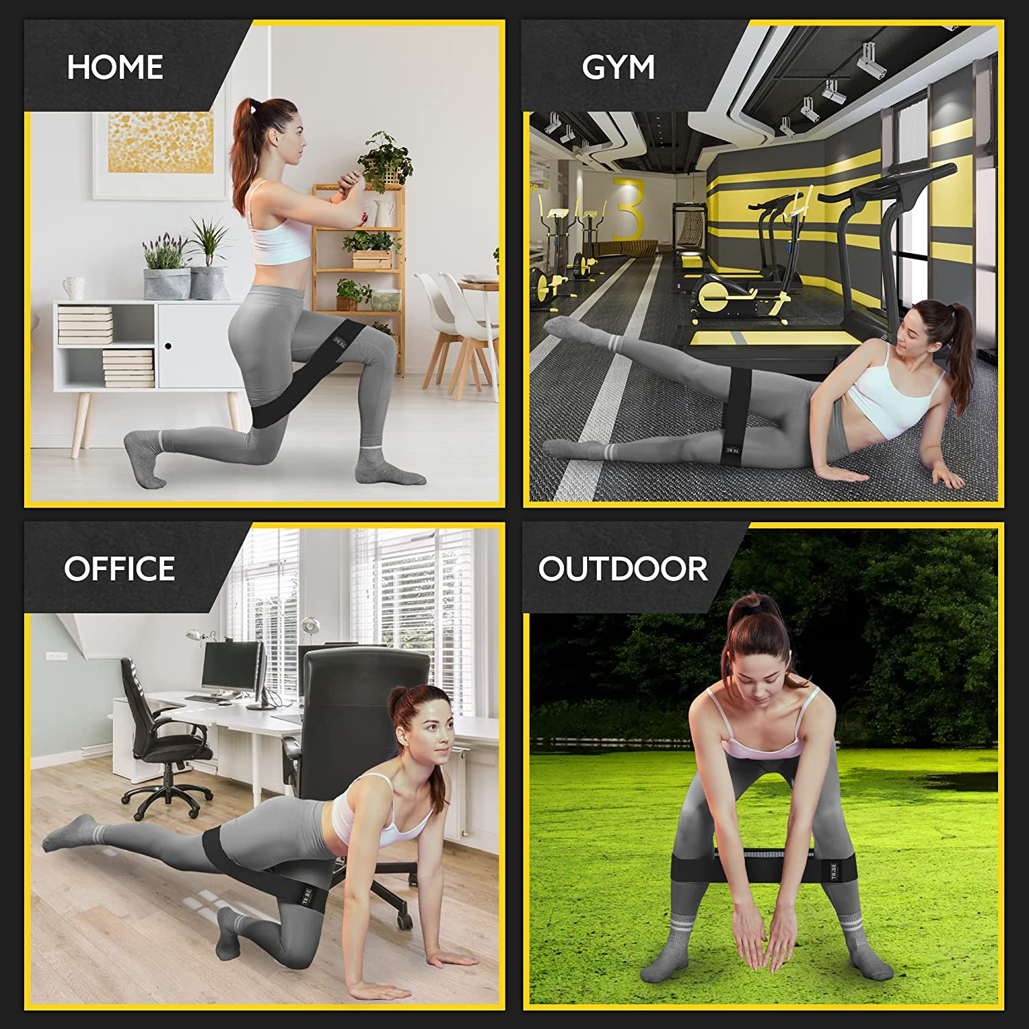 Tribe Lifting Resistance Hip Bands | WOD Leg Band for Hip Work Out or Physical Therapy | Resistance Loops, Stretchable Fabric, Non-Slip Elastic Grippy Inner Layer | Men and Women | Black image number 4