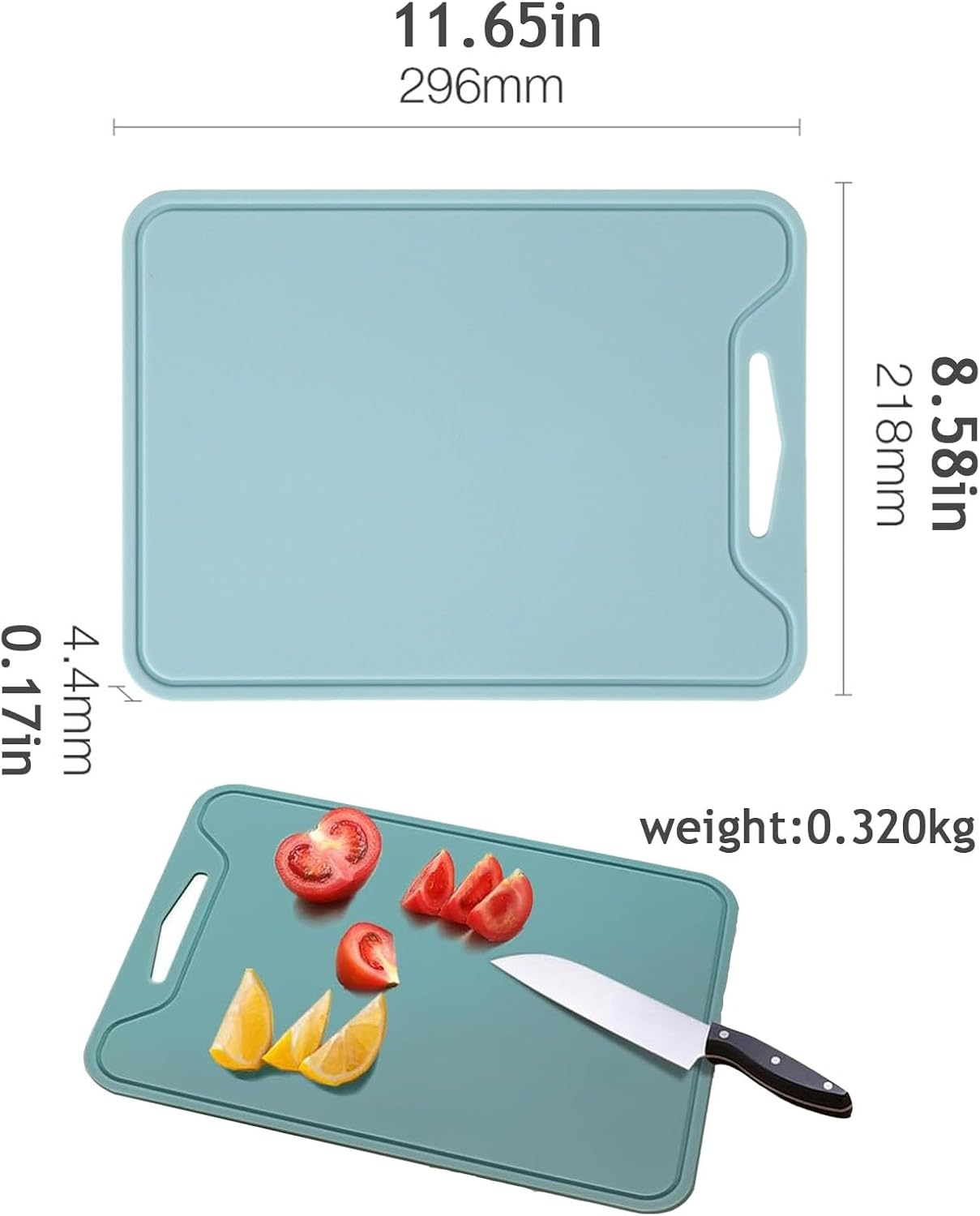 Thick Silicone Cutting Board, Dual-Sided, Non-Slip, Juice Groove, Foldable, 11.65In * 8.58In, Yellow, Orange, Lavender, Purple, Blue image number 3