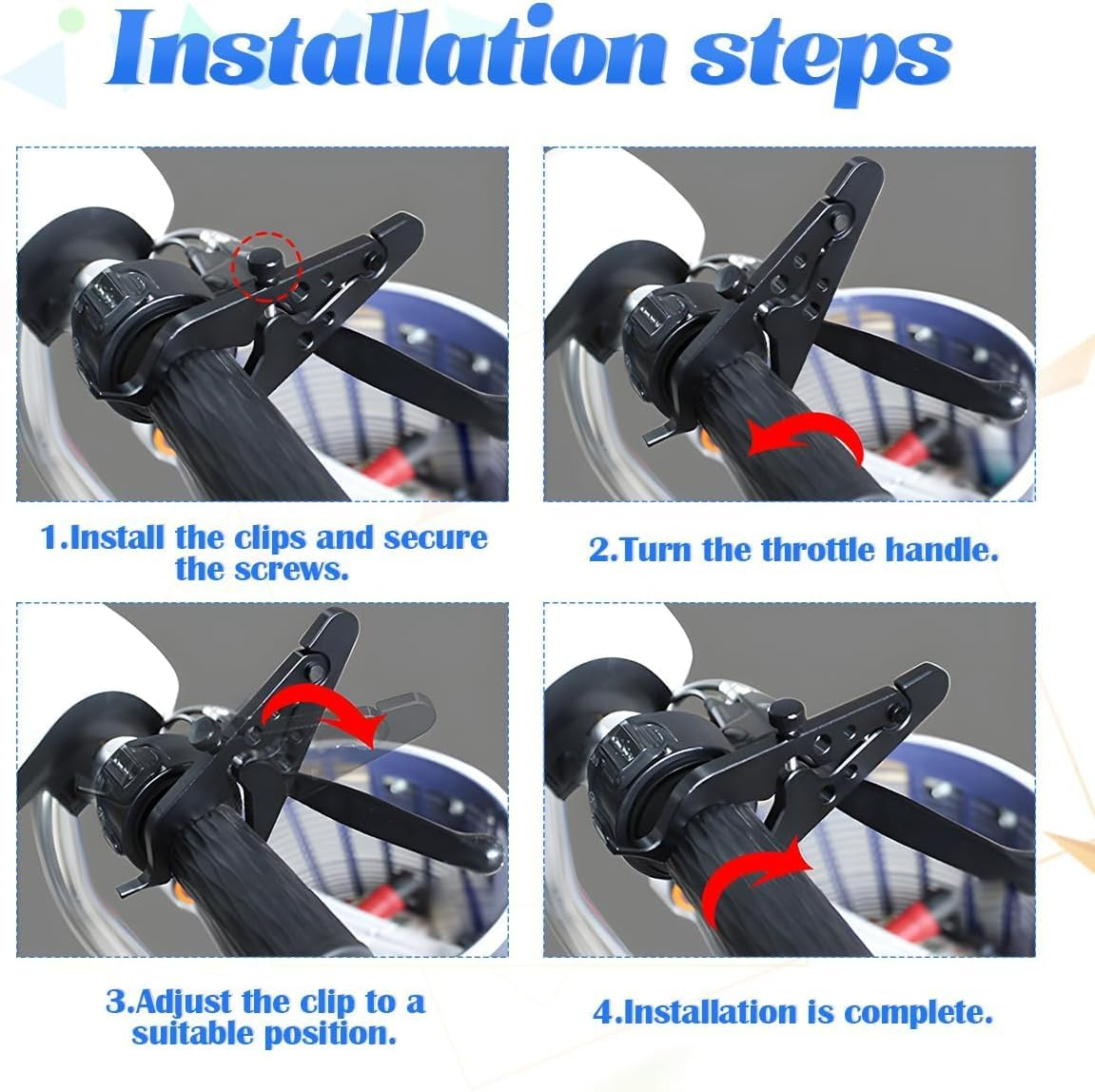Motorcycle Cruise Control, Motorcycle Handle Retainer Clips, Aluminum Throttle Assist Lock Throttle Grip, Universal Cruise Assist Wrist Hand Grip Lock Clamp with Silicone Ring image number 2