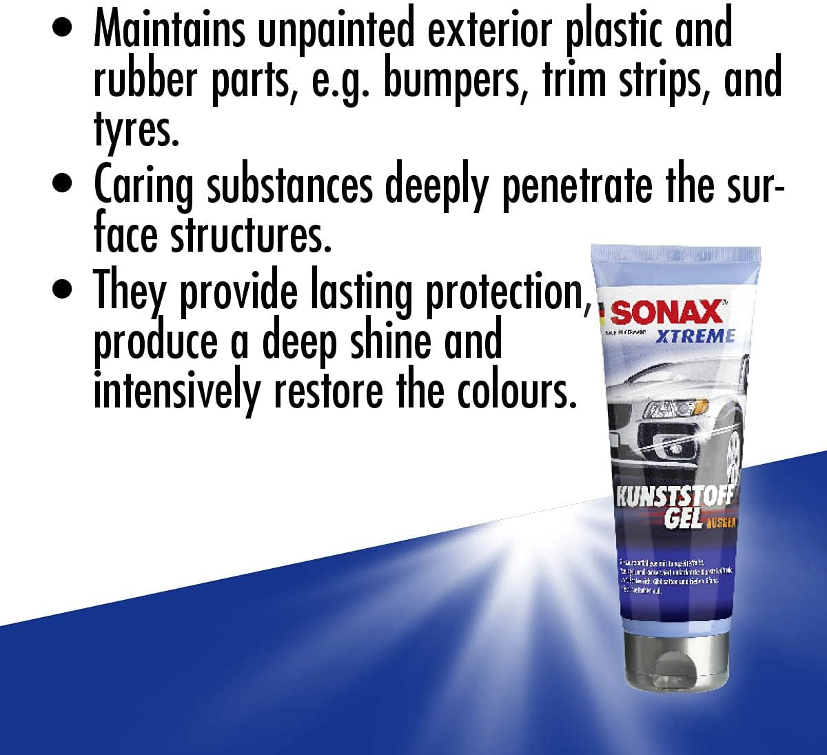 SONAX Xtreme Plastic Restorer Gel (250 Ml) - Plastic Care with Long-Lasting Effect. Seals and Protects Unpainted Exterior Parts | Item-No. 02101410-810 image number 2