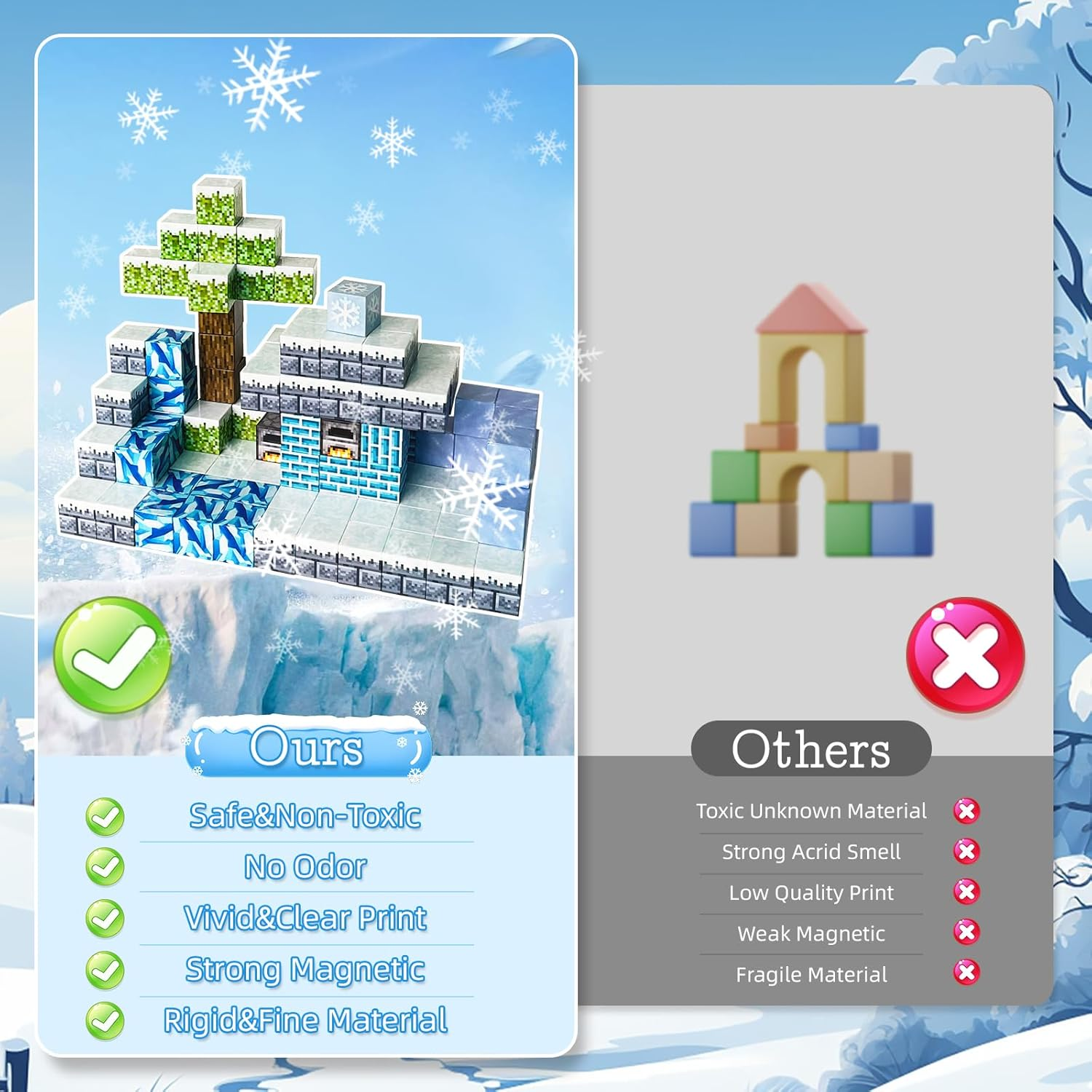 Sivomens 150PCS Magnetic Blocks, Magic Magnetic Building Blocks, Ice Themed Building Toy Set Toddler Magnet Blocks STEM Montessori Sensory Educational Toys for Boys Girls Aged 3+ Years Old Birthday image number 5