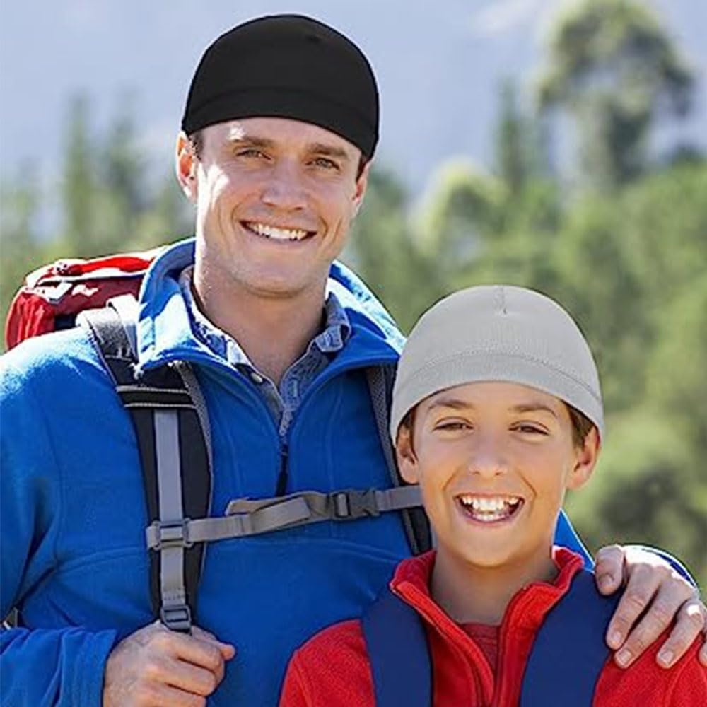 JZS Helmet Liner Skull Caps 6 Pieces Sweat Wicking Cycling Running Hat for Men Women(Black+Blue+Grey) image number 6