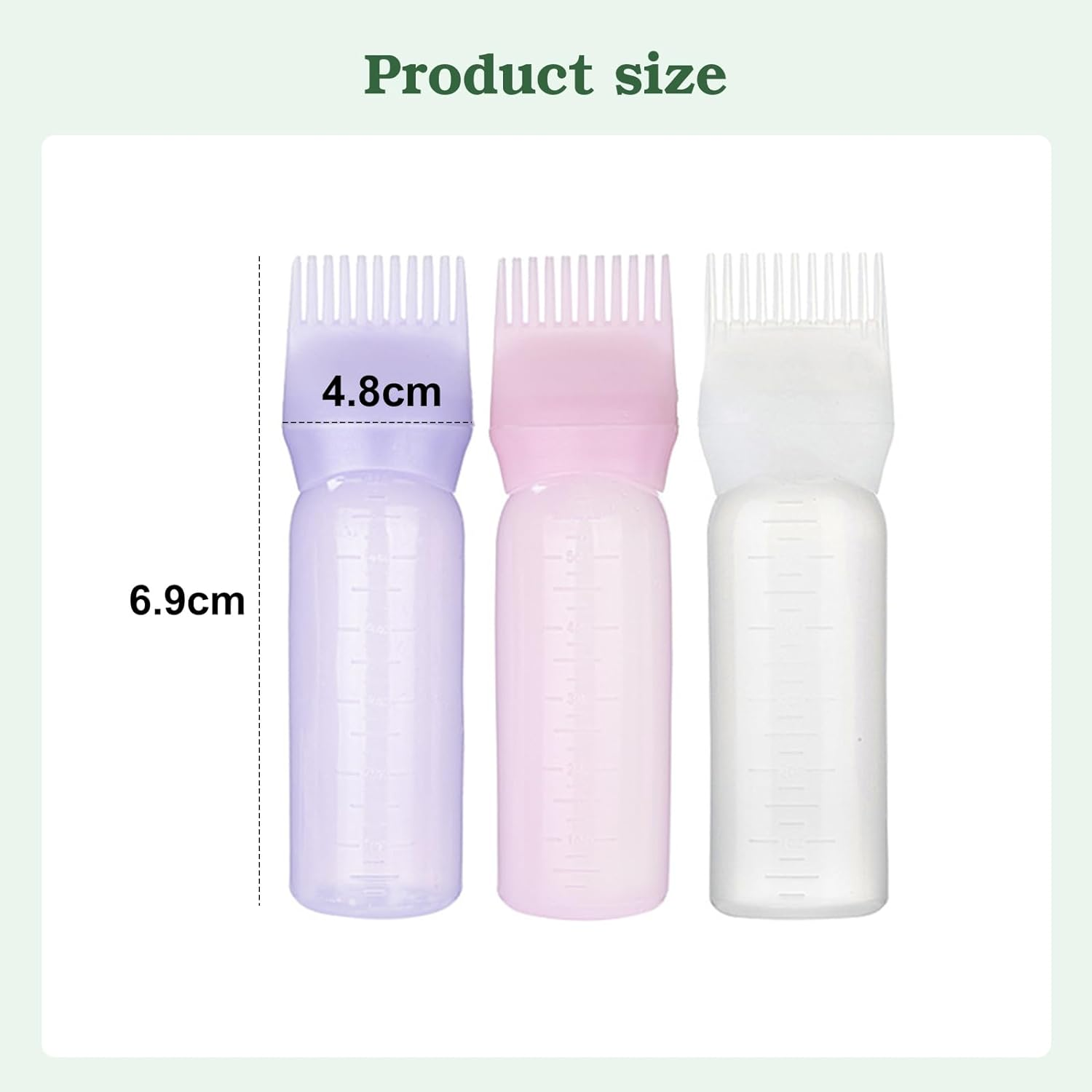 3Pcs Applicator Bottle for Hair Root Comb Color Applicator Bottle Styling Tool (Whitepinkpurple) image number 4