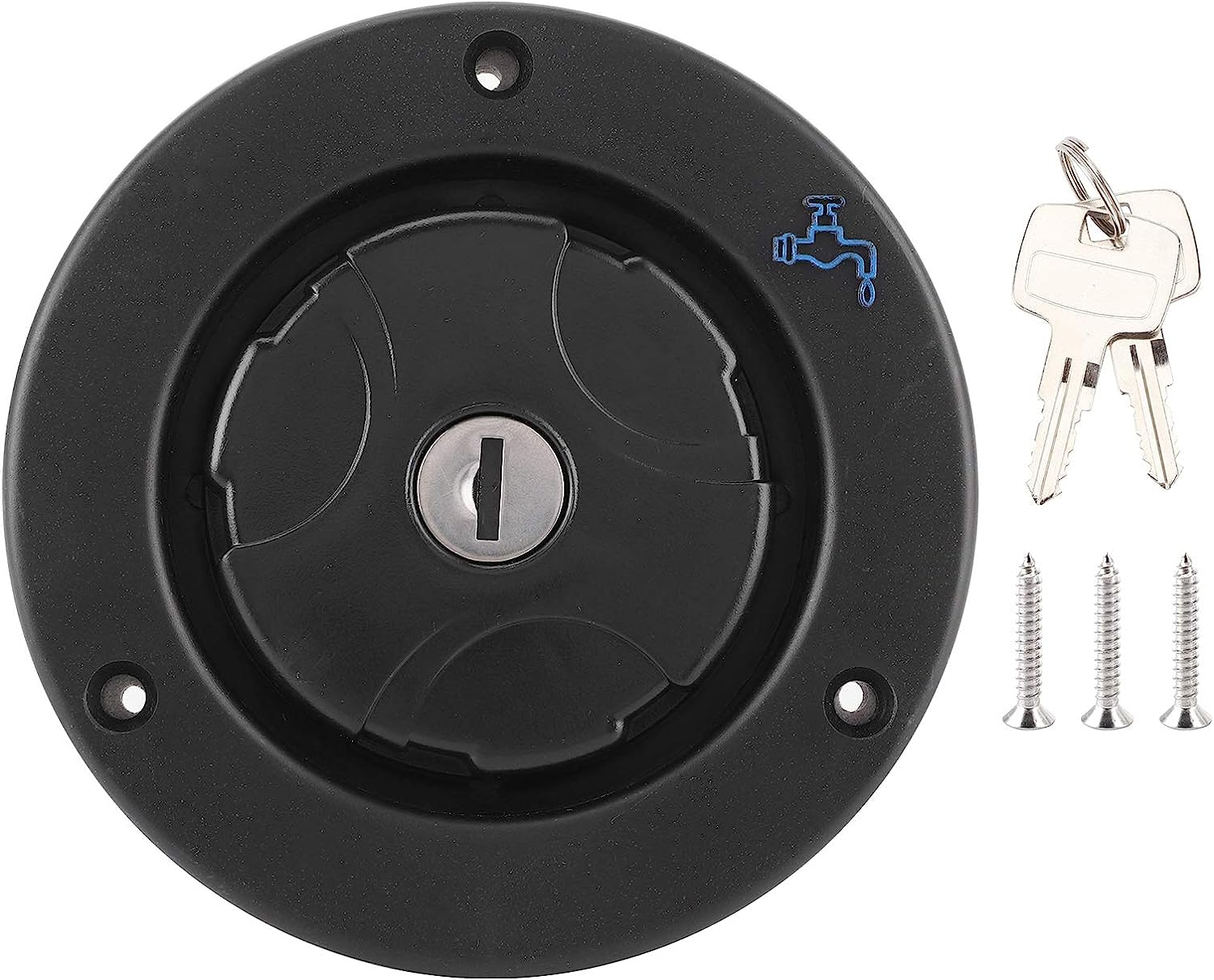 RV Fresh Water Locking Cap, Water Inlet, Gravity Water Inlet Filler Cap with 2 Keys, Plastic Leak Proof Caravan Locking Universal Equipment for RV Caravan Camping Trailer Motorhome image number 5