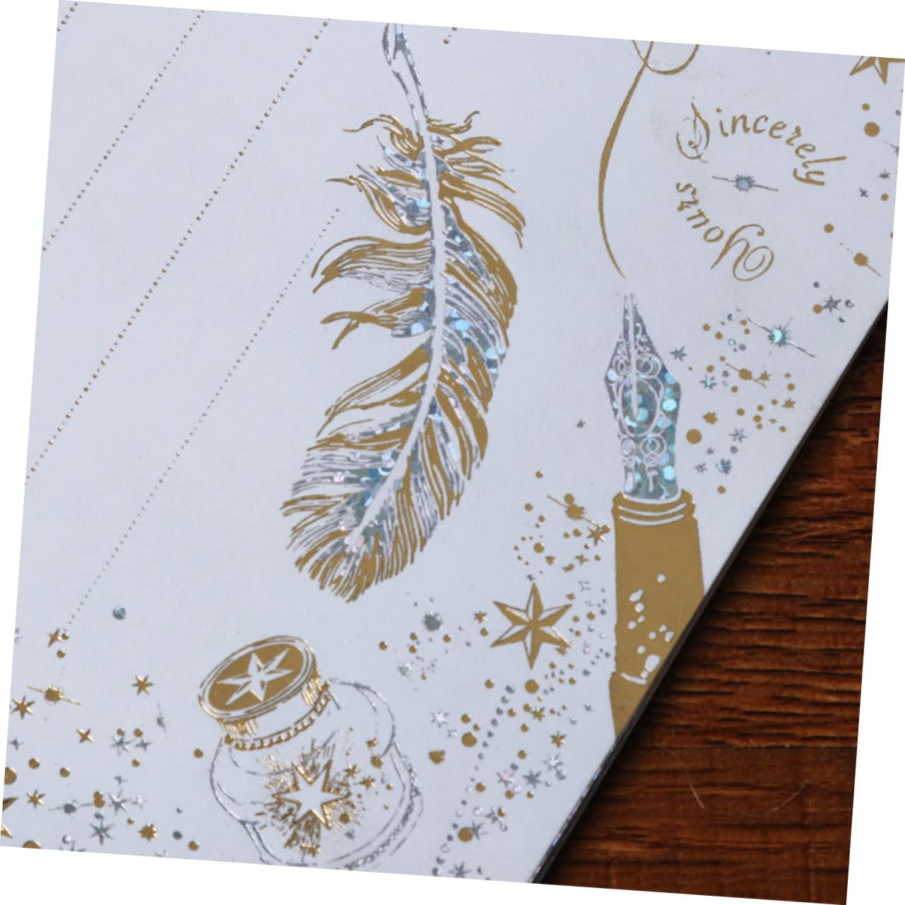 Operitacx Hot Stamping Quill Pattern Letter Paper Envelopes Set Kraft Paper for Holiday DIY Writing Christmas Stationery image number 6