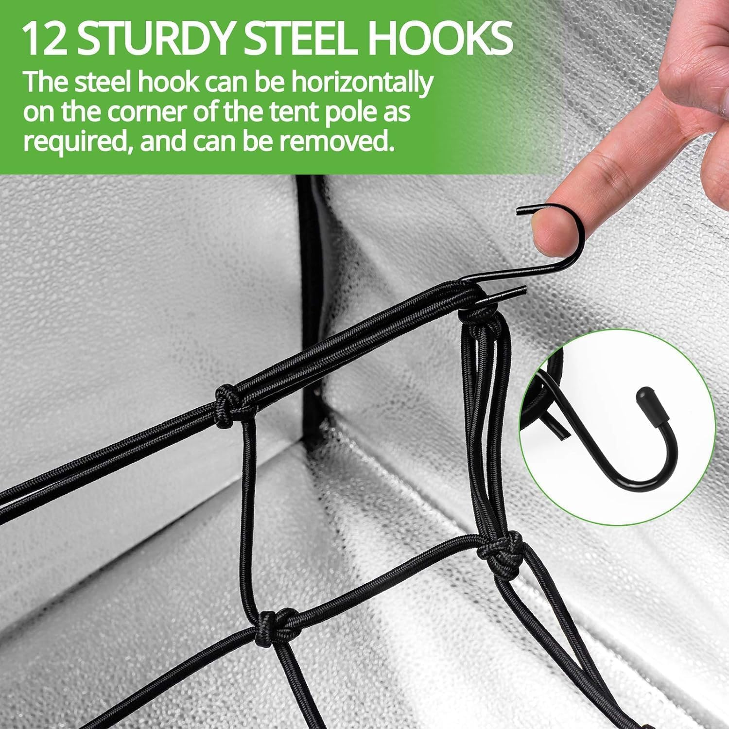 2X2 Trellis Net for Grow Tent, Flexible Grow Tent Netting Small Squares, 4 Pack Elastic Trellis Netting Plant Net Scrog Support with Hooks for Grow Tents image number 6