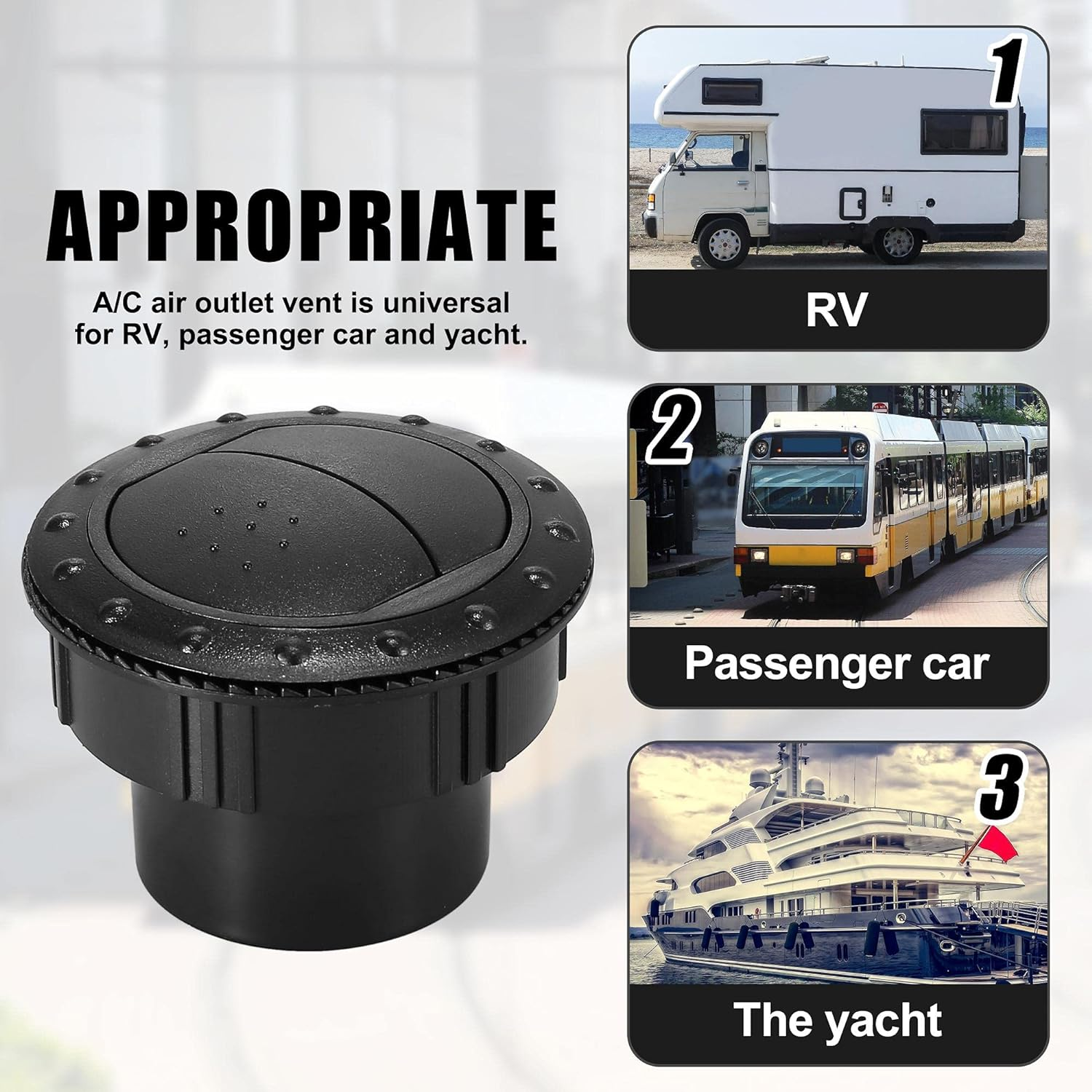 X AUTOHAUX 4Pcs round AC Air Outlet Vent Louvered Dashboard Electroplate Knob for RV Bus Boat Yacht Caravan 60Mm image number 5