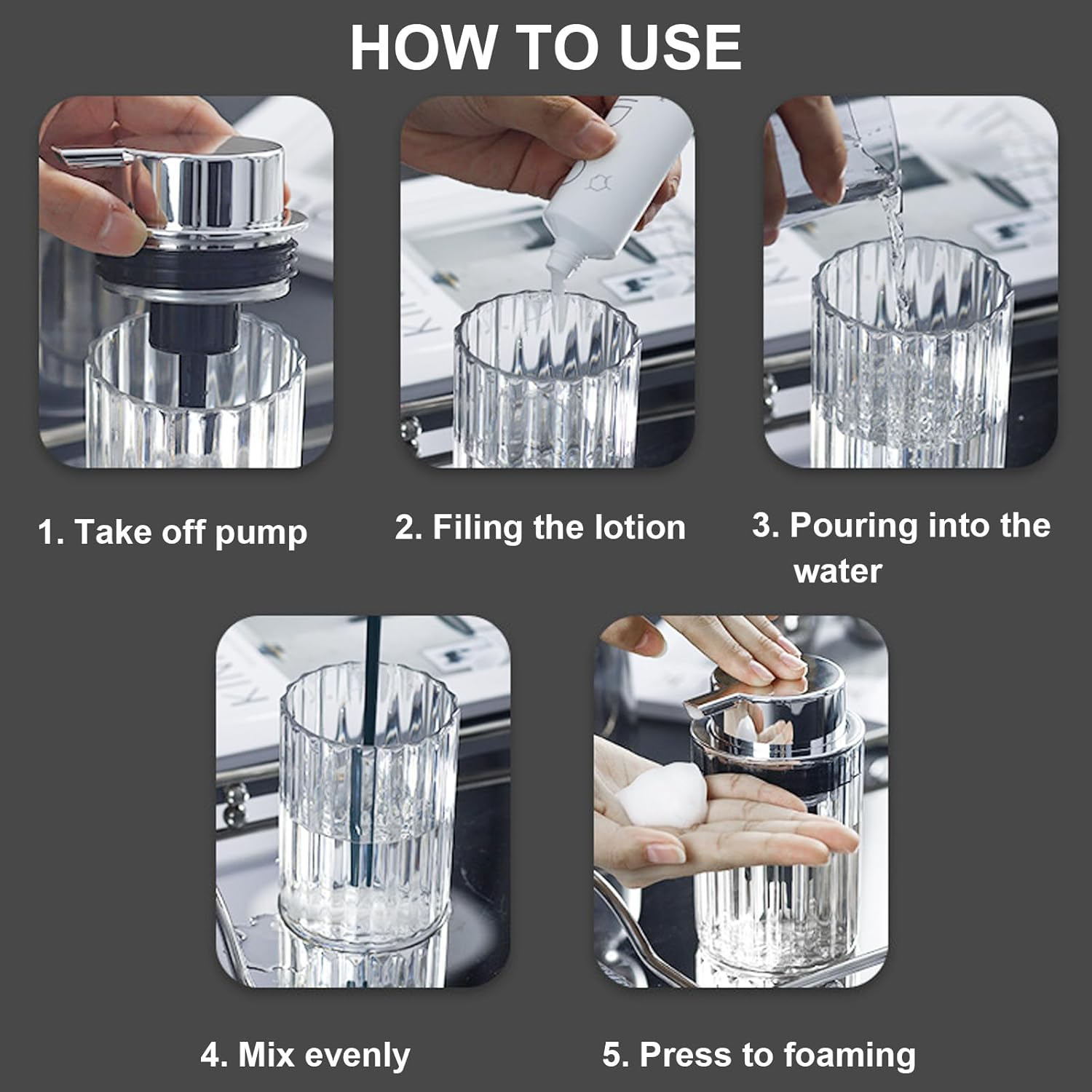 Foaming Soap Dispenser 300Ml, Hand Foam Soap Dispenser Pump Refillable image number 3