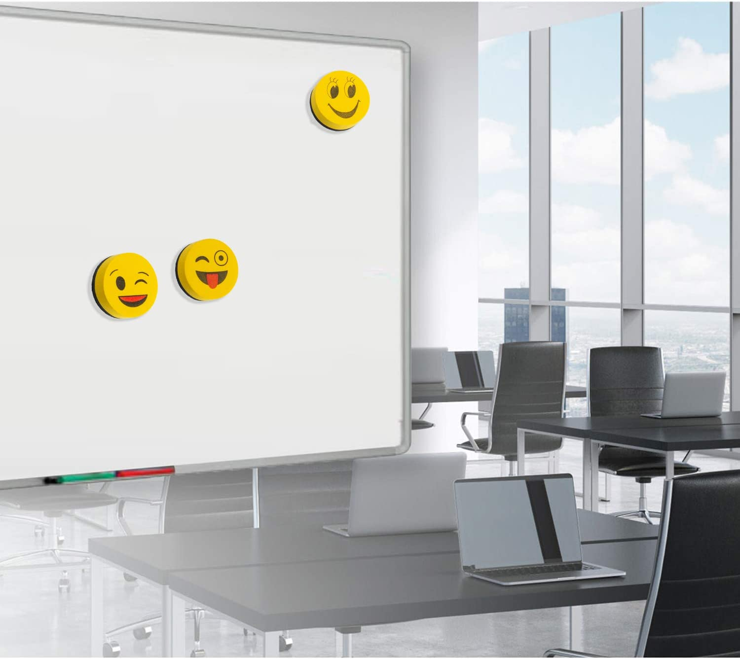 White Board Erasers for Kids Small Eraser Dry Erase White Board Cleaner Wiper Emotion Dry Erase Erasers for Kids Classroom Home and Office(12 Pack) image number 1