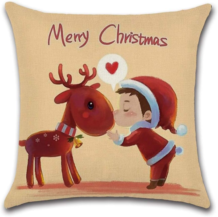 Christmas Theme Decoration - Throw Pillow Case Cushion Cover Linen Home 18X18In