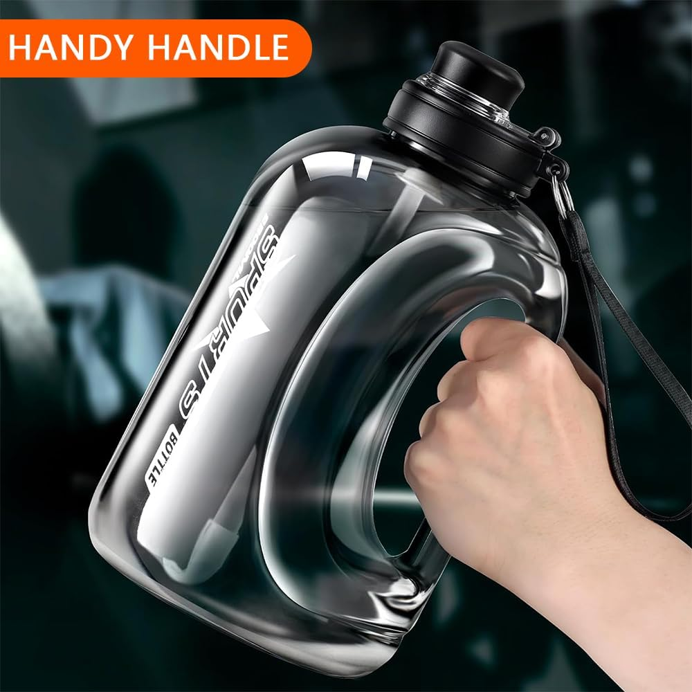 Half Gallon Water Bottle with Straw &ndash; Large Water Jug with Handle & Strap, Leakproof Sports Bottle for Gym, Fitness, and Outdoor Use image number 1