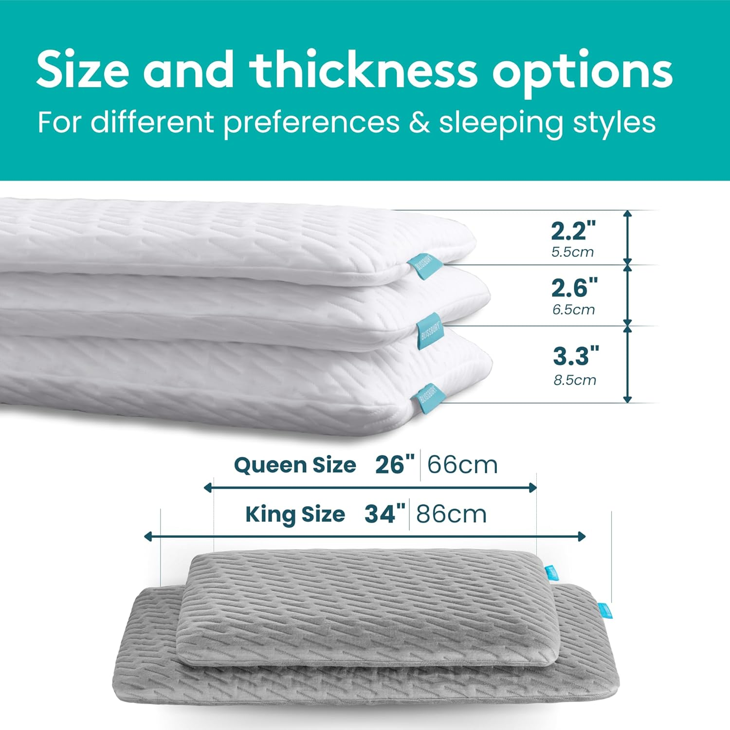 BLISSBURY 8.5Cm Cooling Super Thin Pillow for Sleeping | Flat Pillow for Stomach Sleeper & Back Sleeper | Cool-To-Touch Memory Foam Stomach Sleeping Pillow | Removable Cool-Tech Pillow Case image number 2
