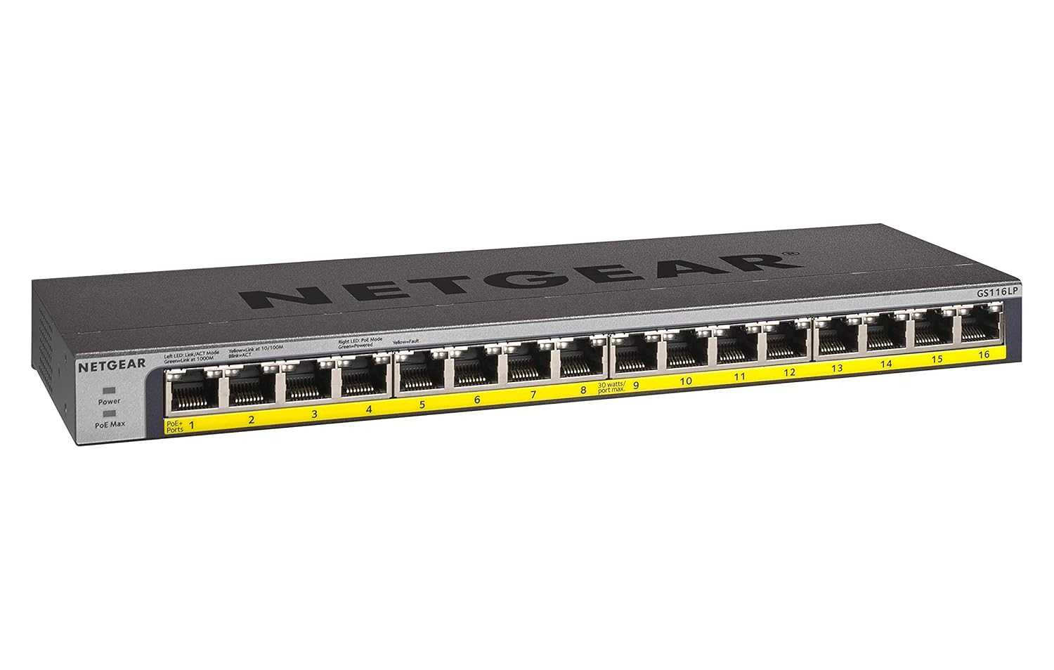 NETGEAR GS116LP-100AJS 16 Port Gigabit POE+ 76W Switch image number 5