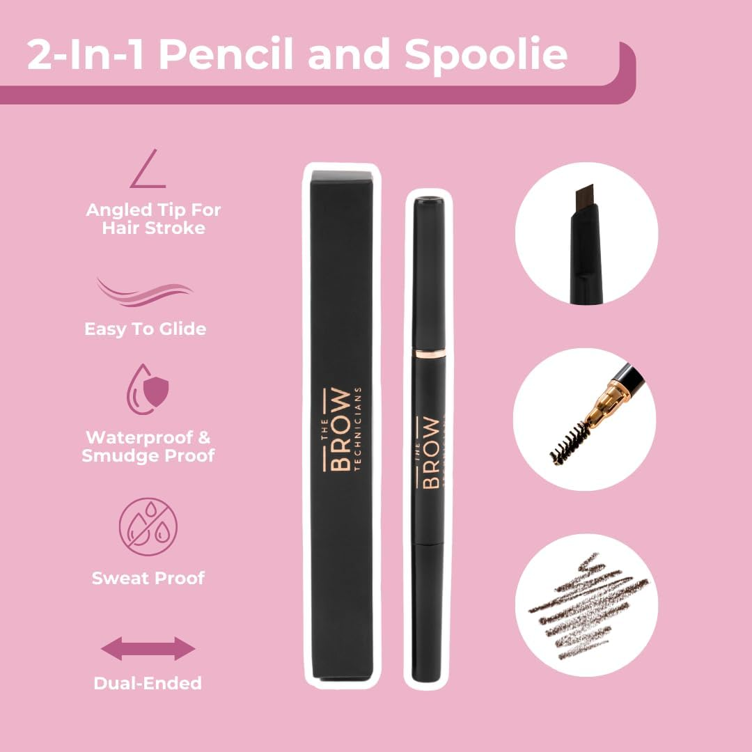 The Brow Technicians Waterproof Eyebrow Pencil - Angled Tip, Long-Lasting, Smudge-Proof, Glide-On Formula, Dual-Ended, Vegan, Oily Skin Approved image number 3