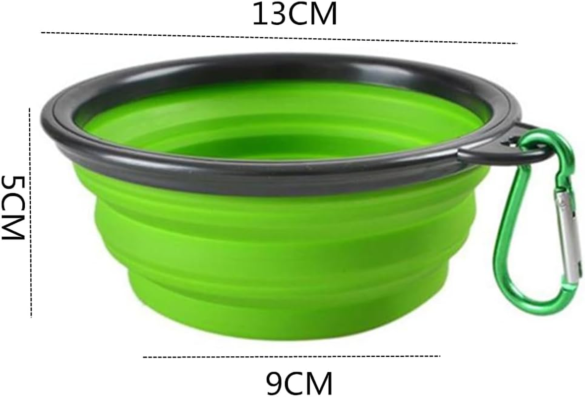 Collapsible Dog Bowl,Granmagazz 2 Pack Collapsible Silicone Dog Bowl, Portable Pet Feeding Watering Dish, Foldable Expandable Cup Dish for Small Pet Cat Food Water Feeding Portable Travel Bowl (Green) image number 4