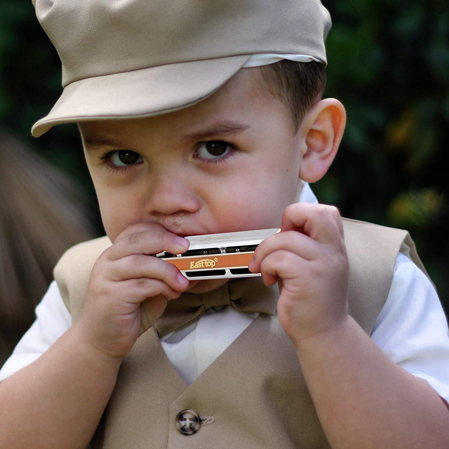 East Top Harmonica, 10-Hole 20 Tones Professional Diatonic Blues Harmonica Key of a with Silver Cover Probgrade Harmonicas for Professionals, Beginner, Students, Adults and Kids, as Best Gift